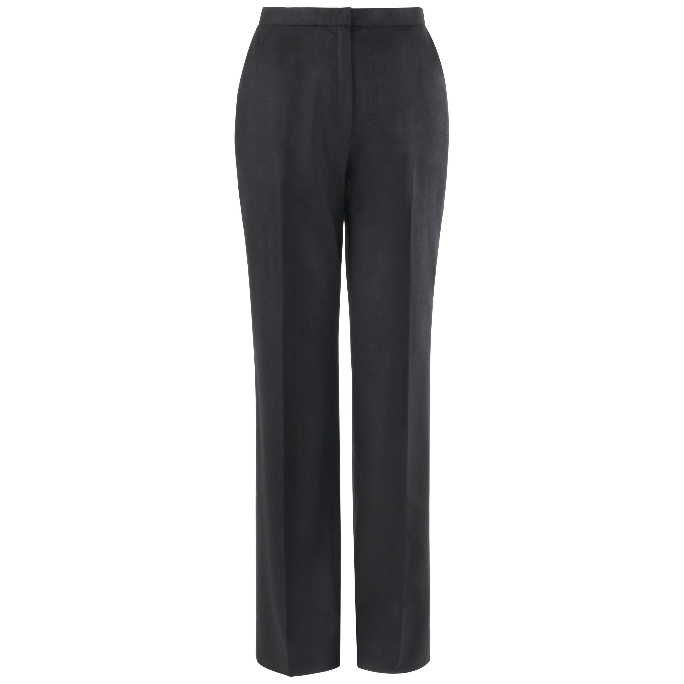 ALEXANDER MCQUEEN c.2007 Black Patent Leather Zipper Skull Pocket Wool Pants  For Sale at 1stDibs