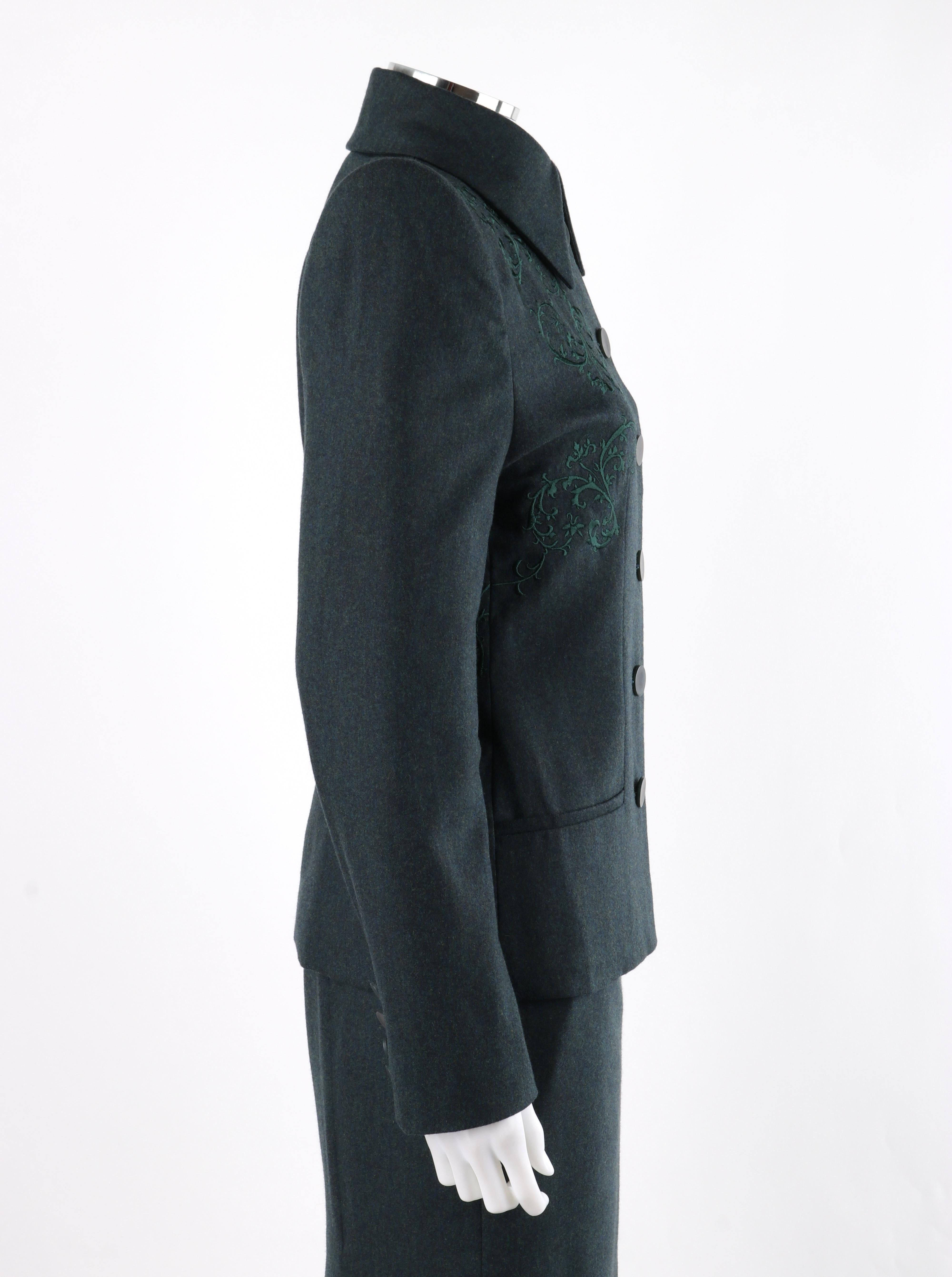 Noir GIVENCHY Couture A/H 1998, ALEXANDER McQUEEN - Ensemble blazer et jupe, vert foncé en vente