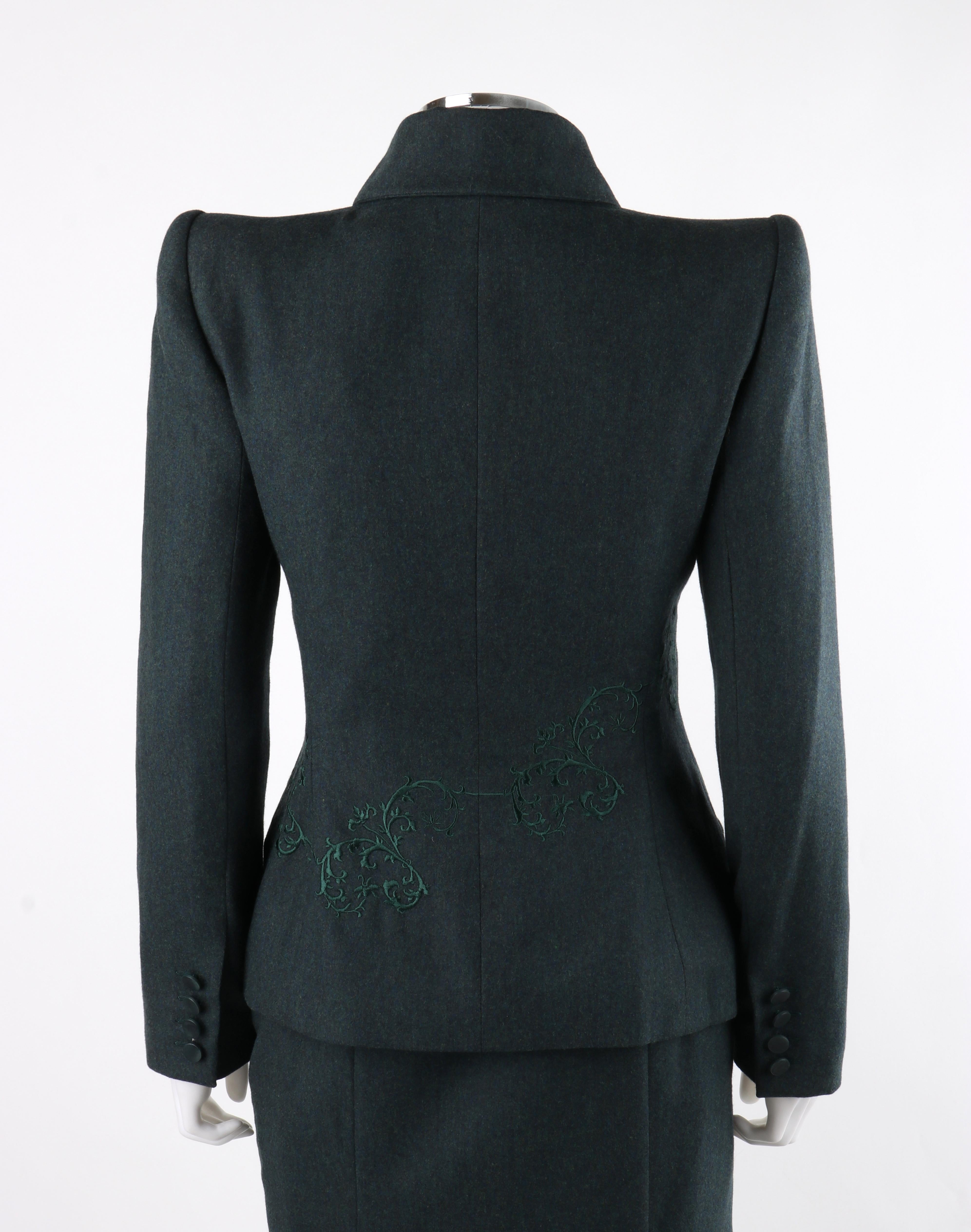 GIVENCHY Couture A/H 1998, ALEXANDER McQUEEN - Ensemble blazer et jupe, vert foncé Bon état - En vente à Thiensville, WI