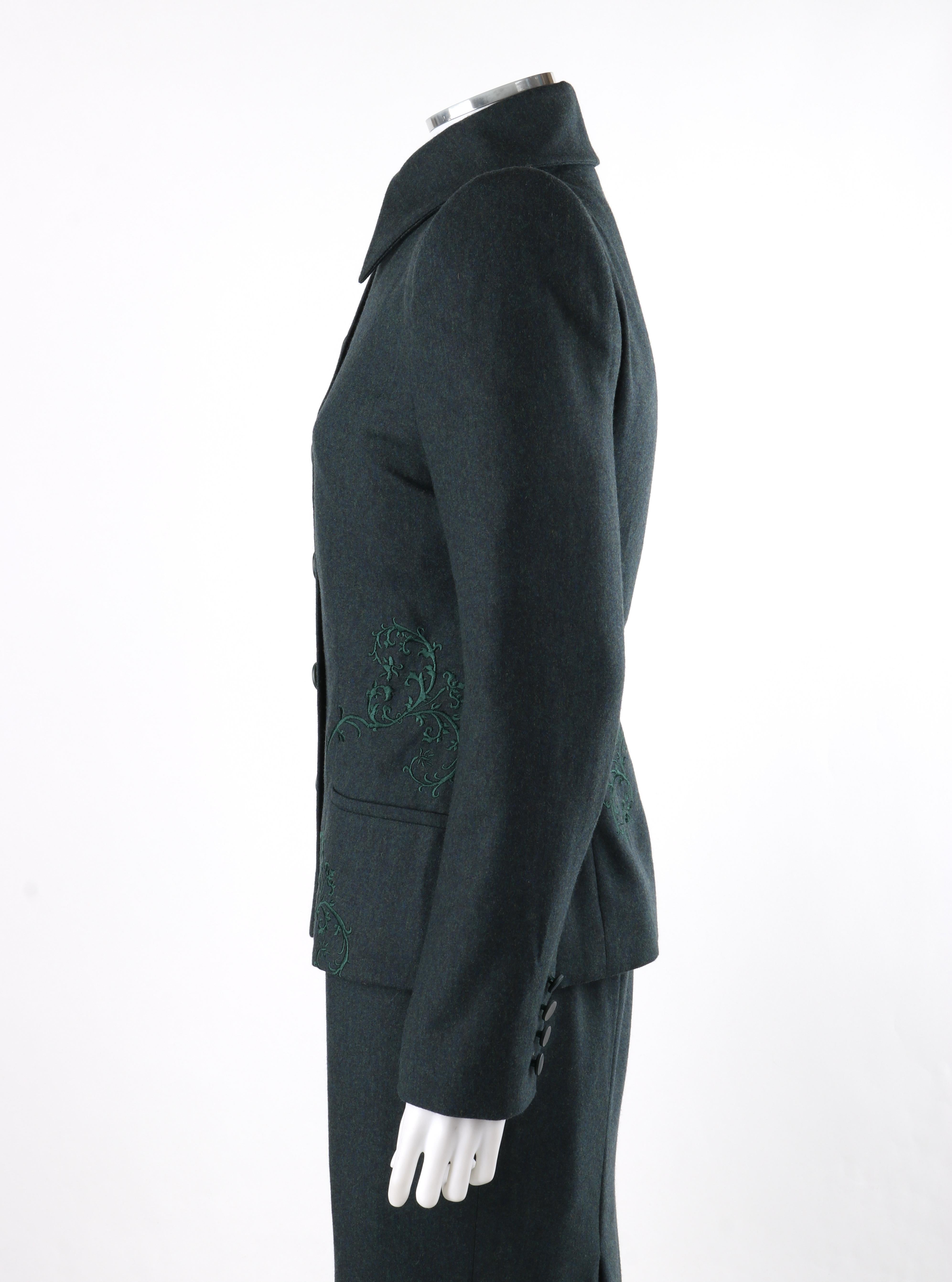 GIVENCHY Couture A/H 1998, ALEXANDER McQUEEN - Ensemble blazer et jupe, vert foncé Pour femmes en vente