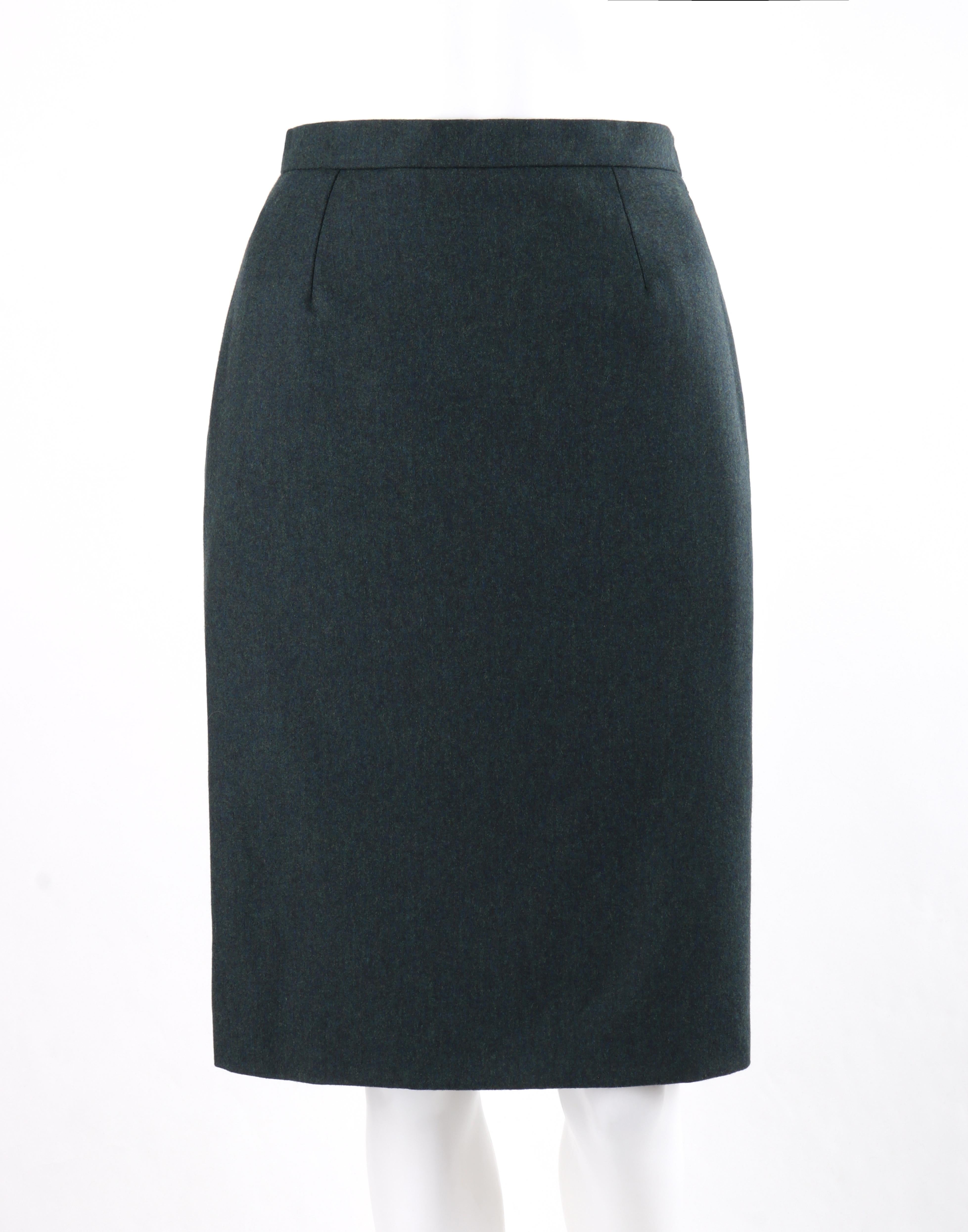 Black GIVENCHY Couture A/W 1998 ALEXANDER McQUEEN Dark Green Tailored Blazer Skirt Set For Sale