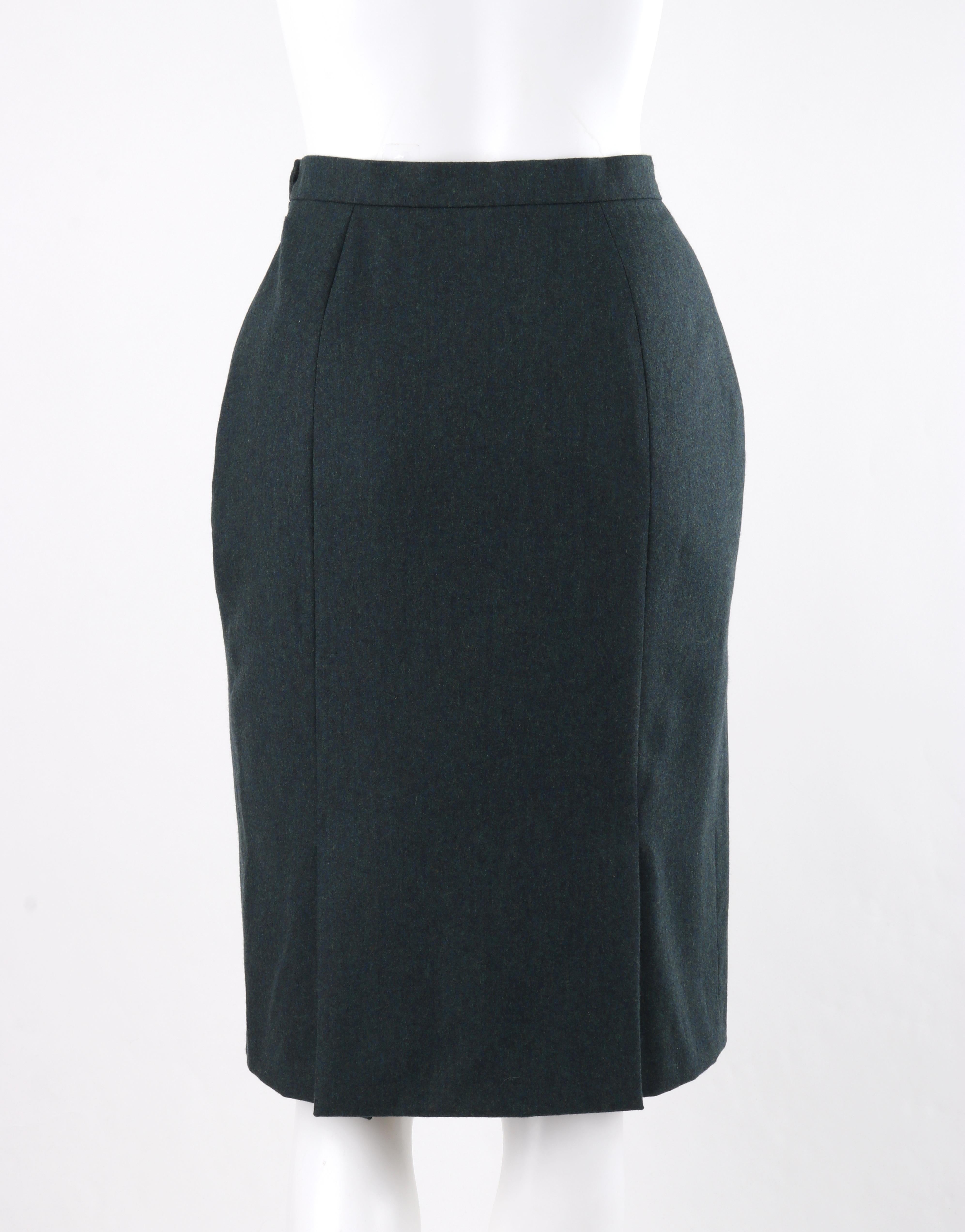 Women's GIVENCHY Couture A/W 1998 ALEXANDER McQUEEN Dark Green Tailored Blazer Skirt Set For Sale