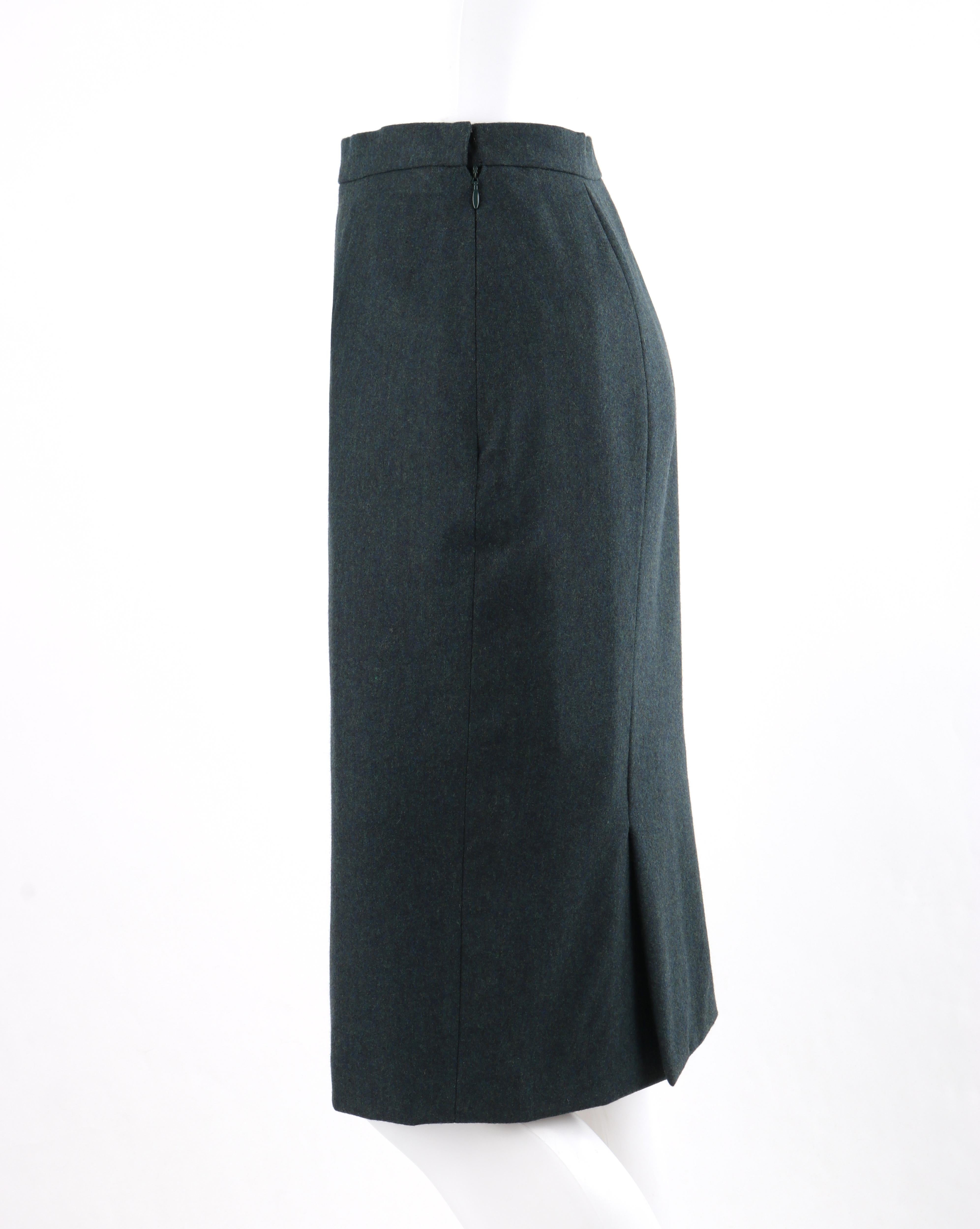 GIVENCHY Couture A/W 1998 ALEXANDER McQUEEN Dark Green Tailored Blazer Skirt Set For Sale 1
