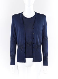 GIVENCHY Couture A/W 1998 ALEXANDER McQUEEN Embellished Knit Top Cardigan Set