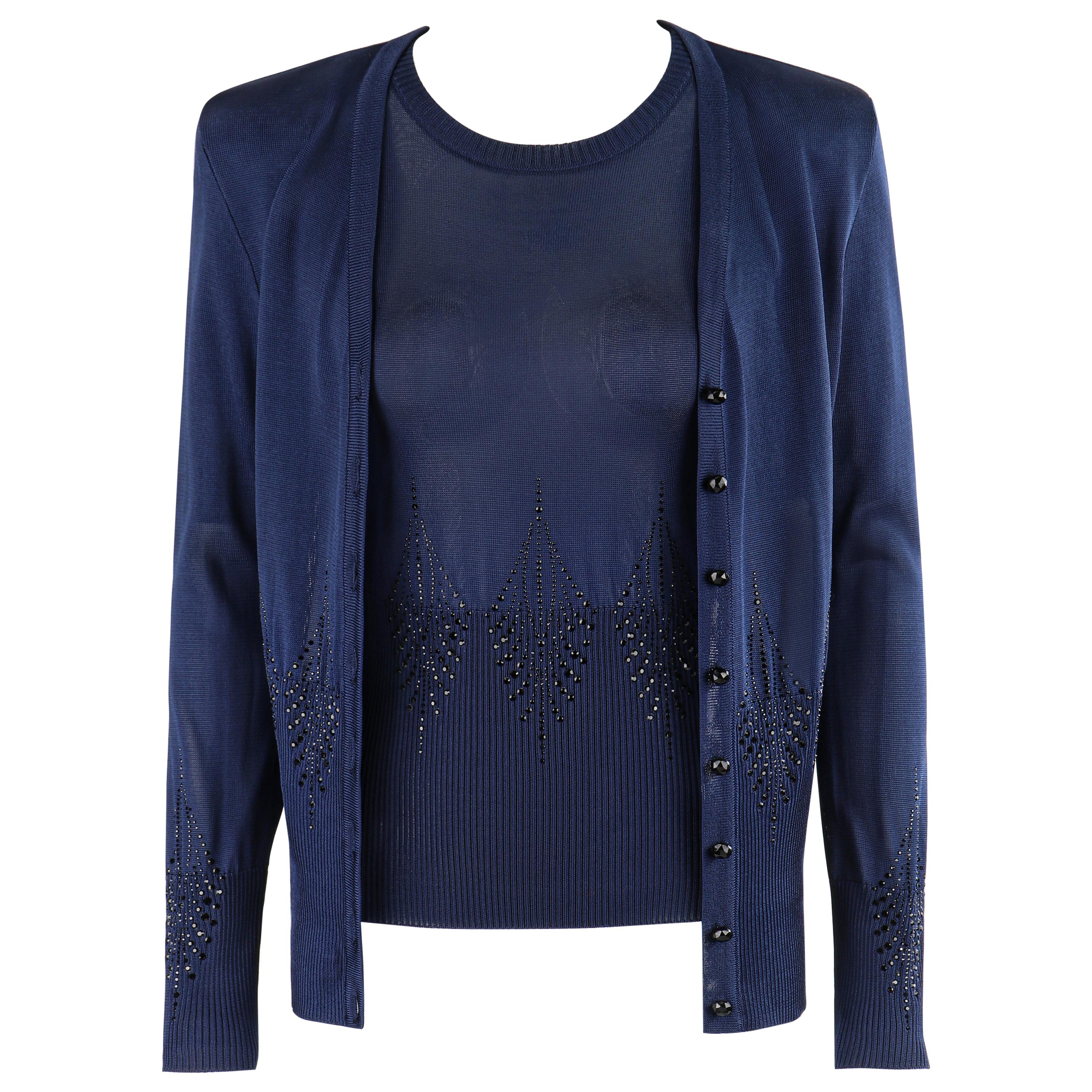 GIVENCHY Couture A/W 1998 ALEXANDER McQUEEN Embellished Knit Top Cardigan Set