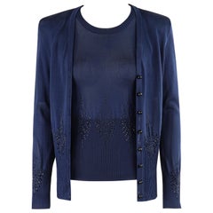 GIVENCHY Couture A/W 1998 ALEXANDER McQUEEN Embellished Knit Top Cardigan Set