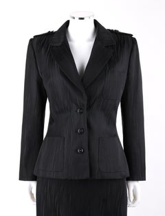 GIVENCHY Couture A/W 1999 ALEXANDER McQUEEN Black Gray Stripe Blazer Skirt Suit