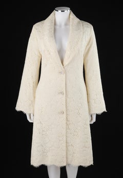 GIVENCHY Couture A/W 1999 ALEXANDER McQUEEN Ivory Floral Lace Princess Coat
