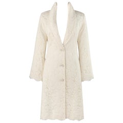 GIVENCHY Couture A/W 1999 ALEXANDER McQUEEN Ivory Floral Lace Princess Coat 
