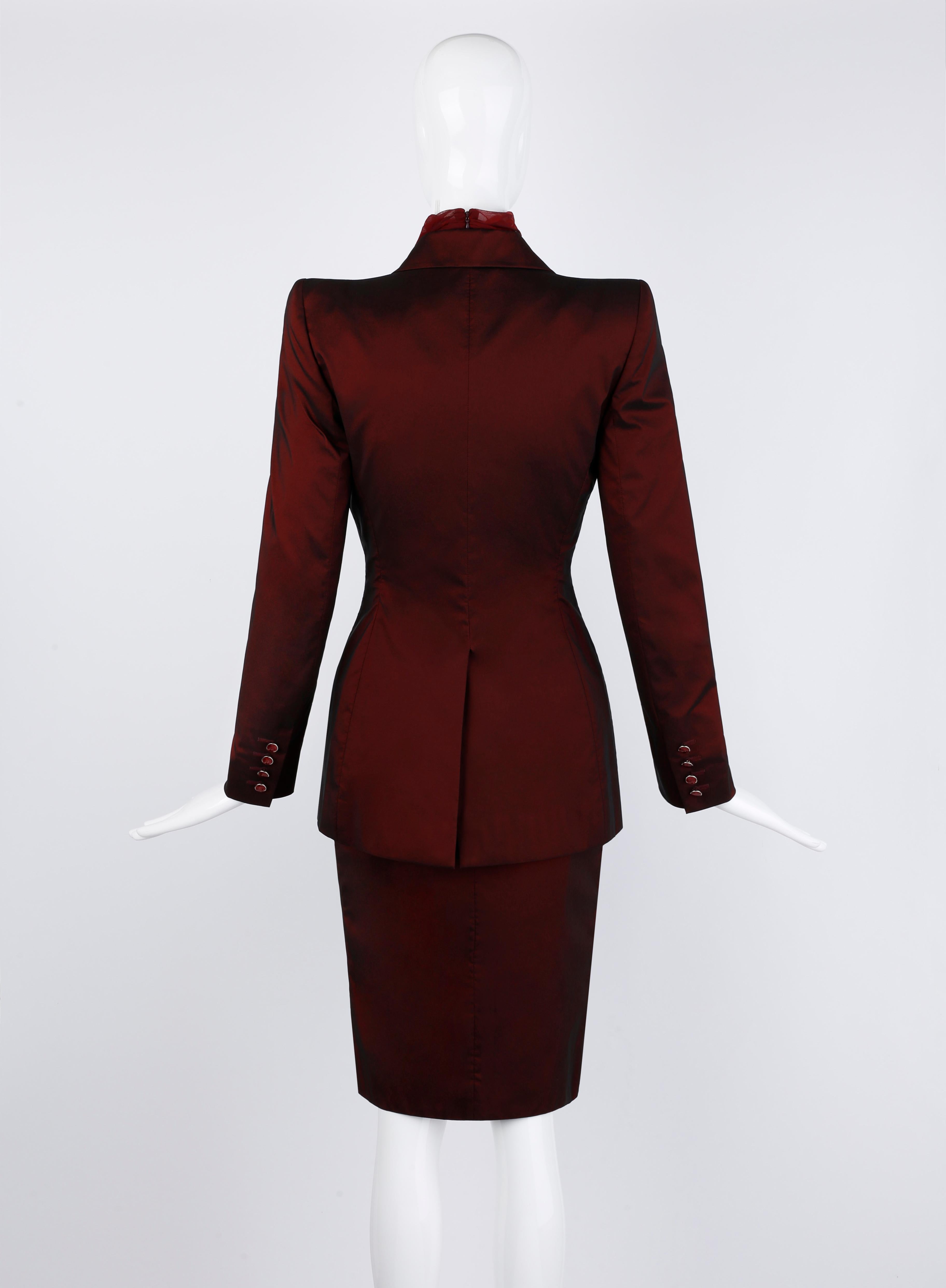 Givenchy Couture Alexander McQueen F/W 1998 Sheer Mock Neck Dress & Blazer Suit For Sale 7