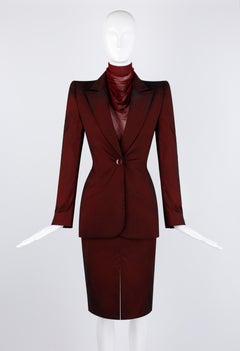 Givenchy Couture Alexander McQueen F/W 1998 Sheer Mock Neck Dress & Blazer Suit