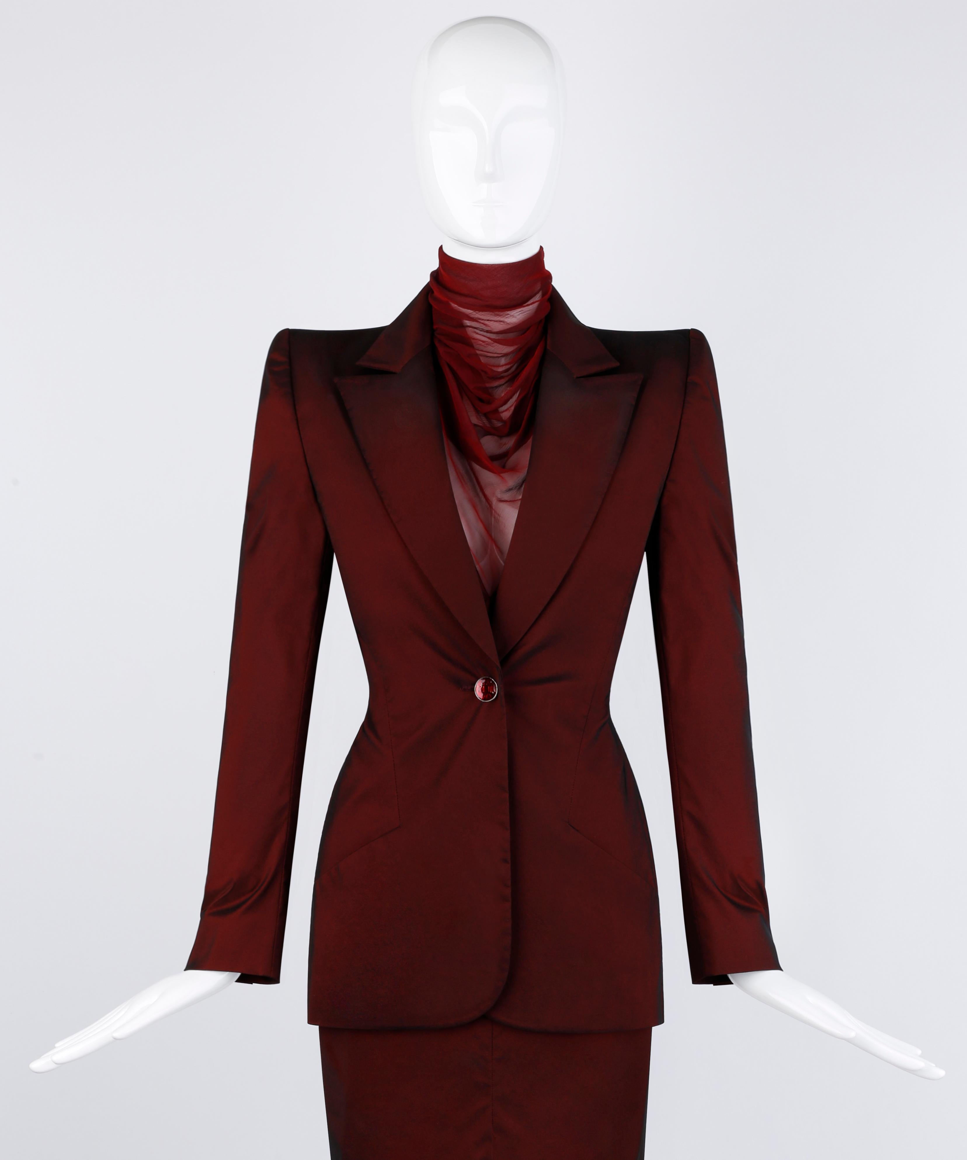 Givenchy Couture Alexander McQueen F/W 1998 Sheer Mock Neck Dress & Blazer Suit For Sale 5