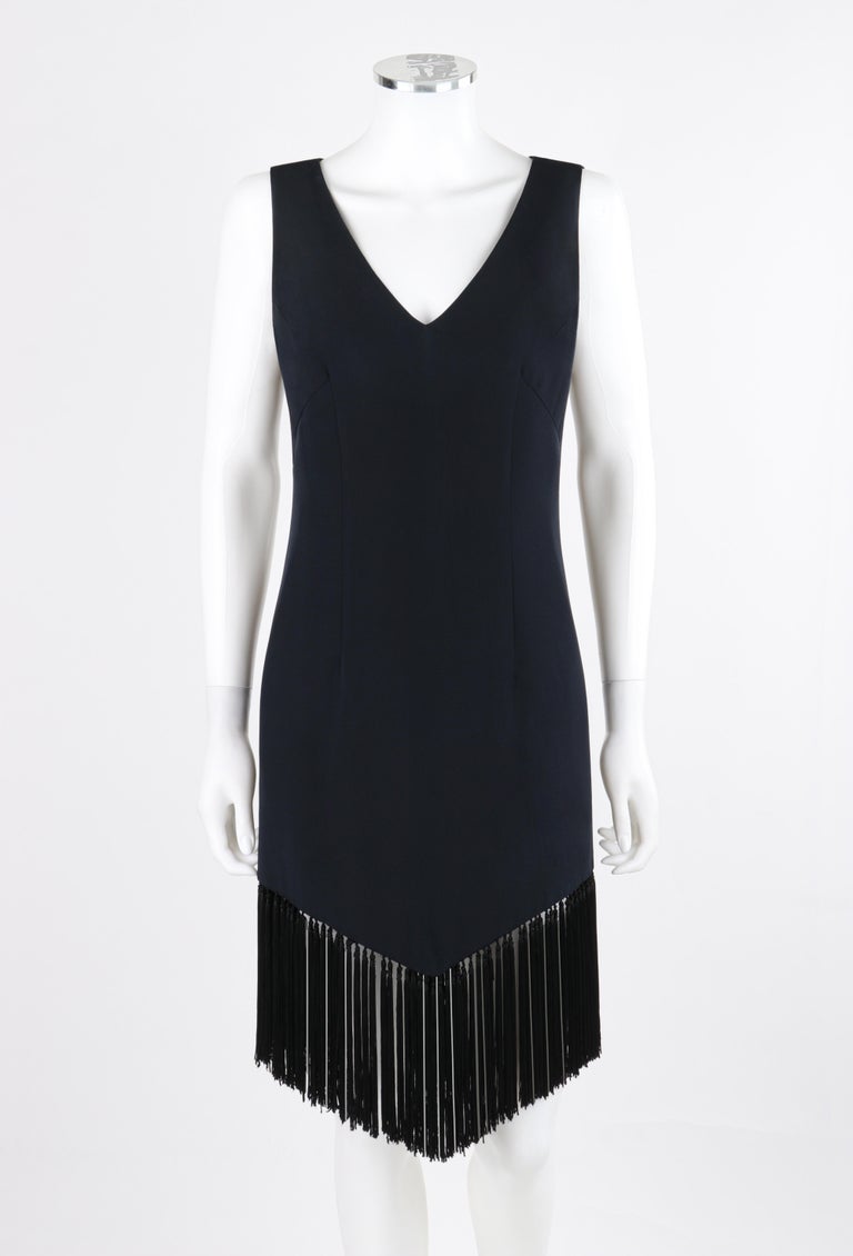 Givenchy Couture Alexander Mcqueen S/s 1998 Black Sleeveless Tassel Mini Dress