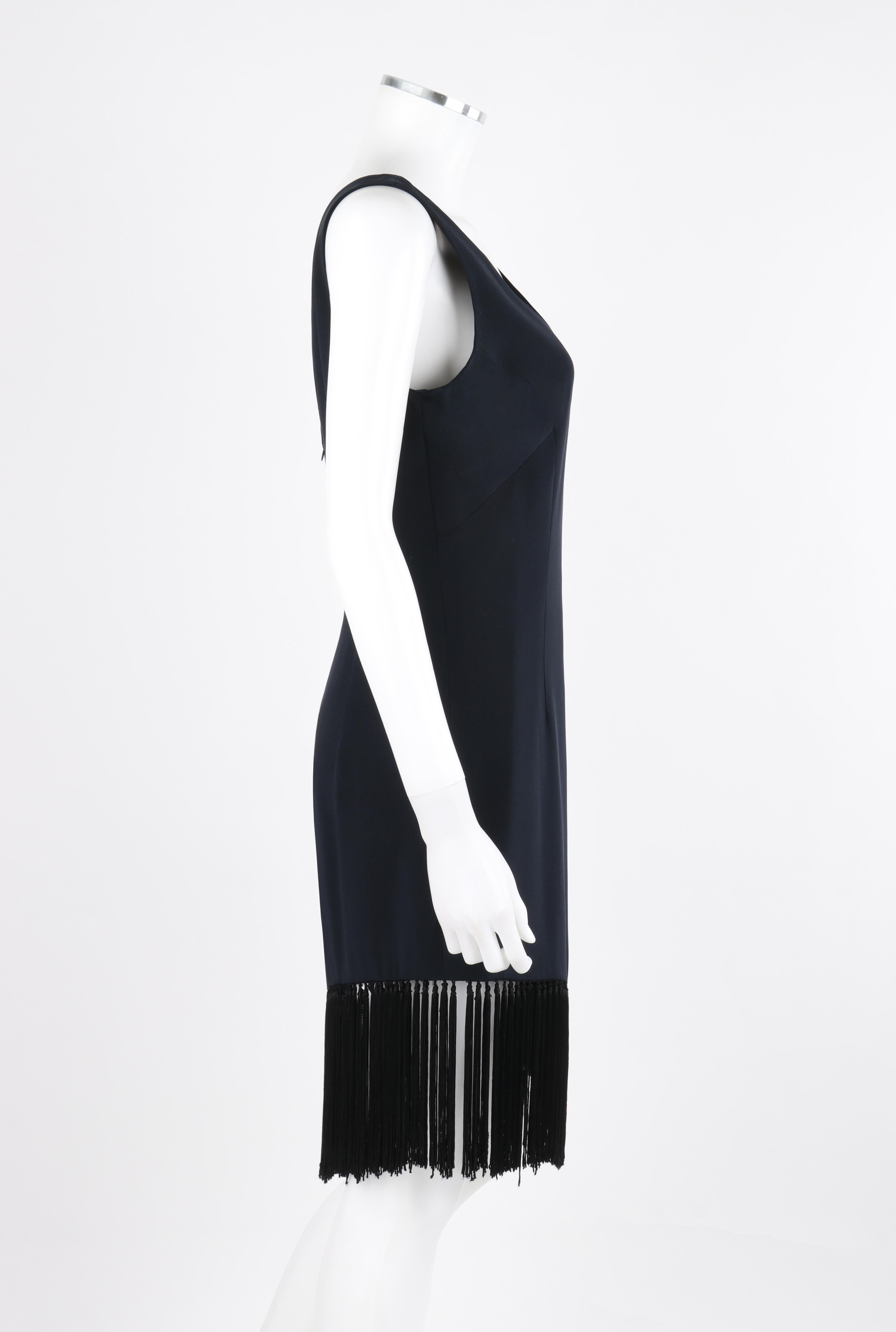 GIVENCHY COUTURE ALEXANDER McQUEEN S/S 1998 Black Sleeveless Tassel Mini Dress In Good Condition For Sale In Thiensville, WI