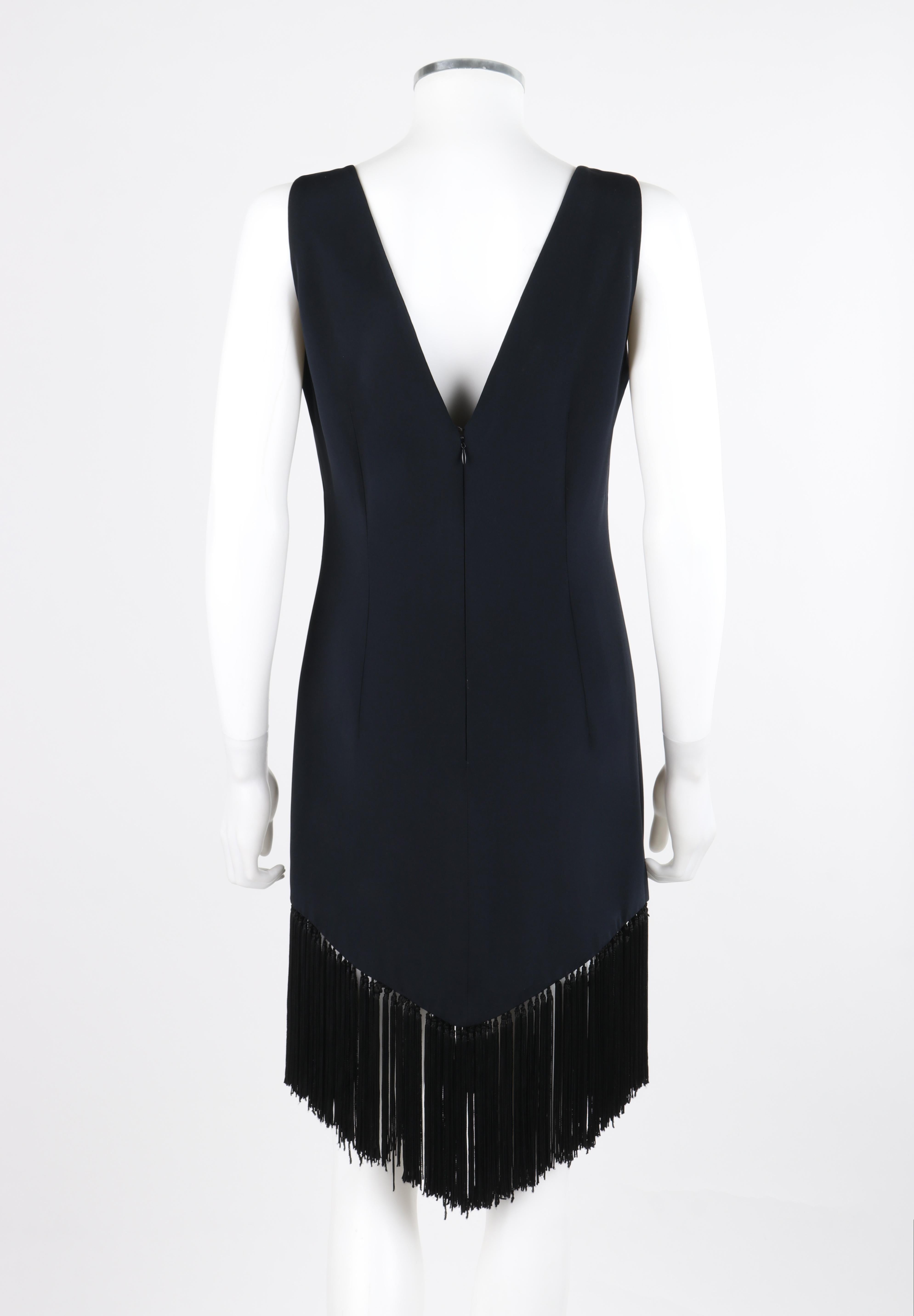 Women's GIVENCHY COUTURE ALEXANDER McQUEEN S/S 1998 Black Sleeveless Tassel Mini Dress For Sale