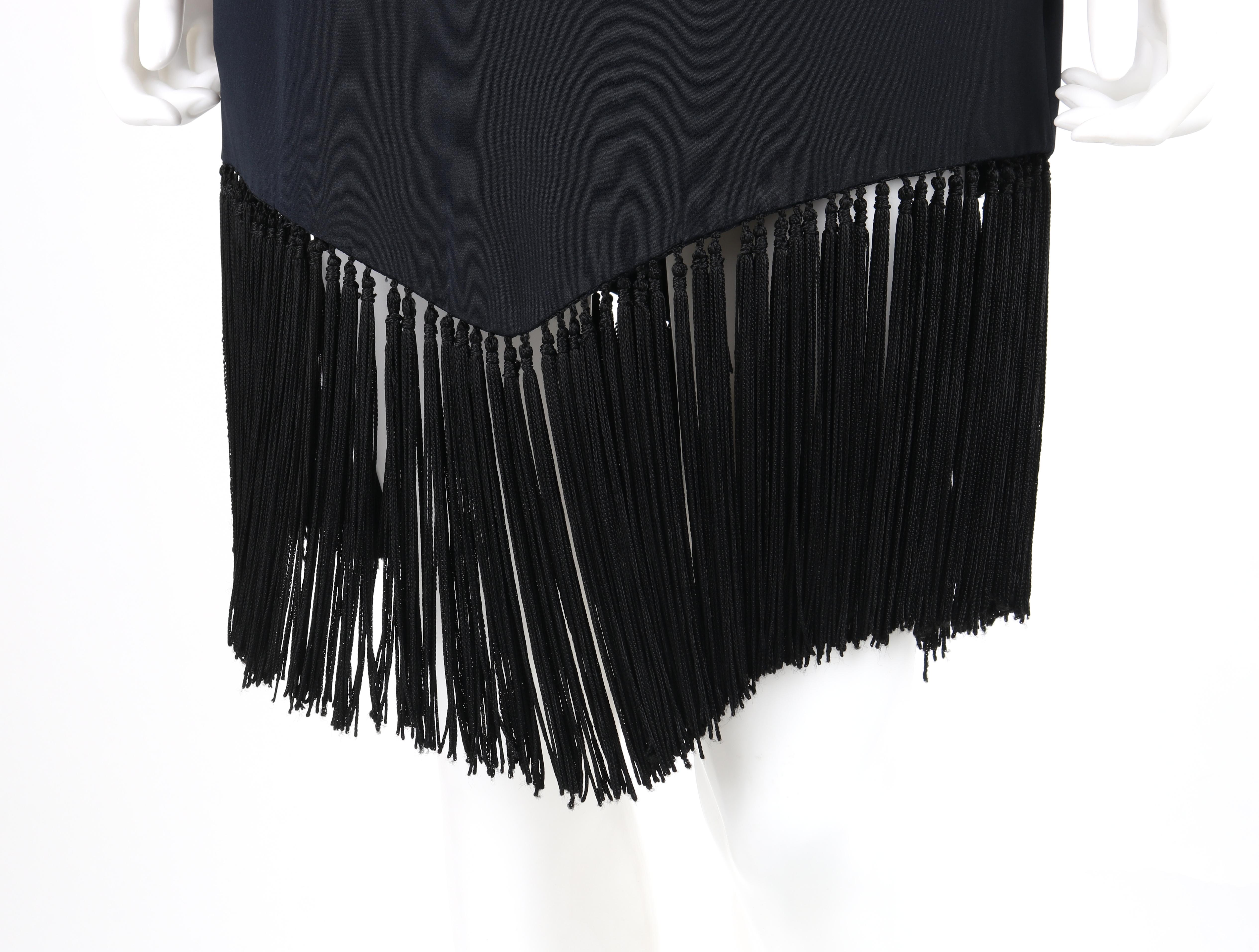 GIVENCHY COUTURE ALEXANDER McQUEEN S/S 1998 Black Sleeveless Tassel Mini Dress For Sale 2