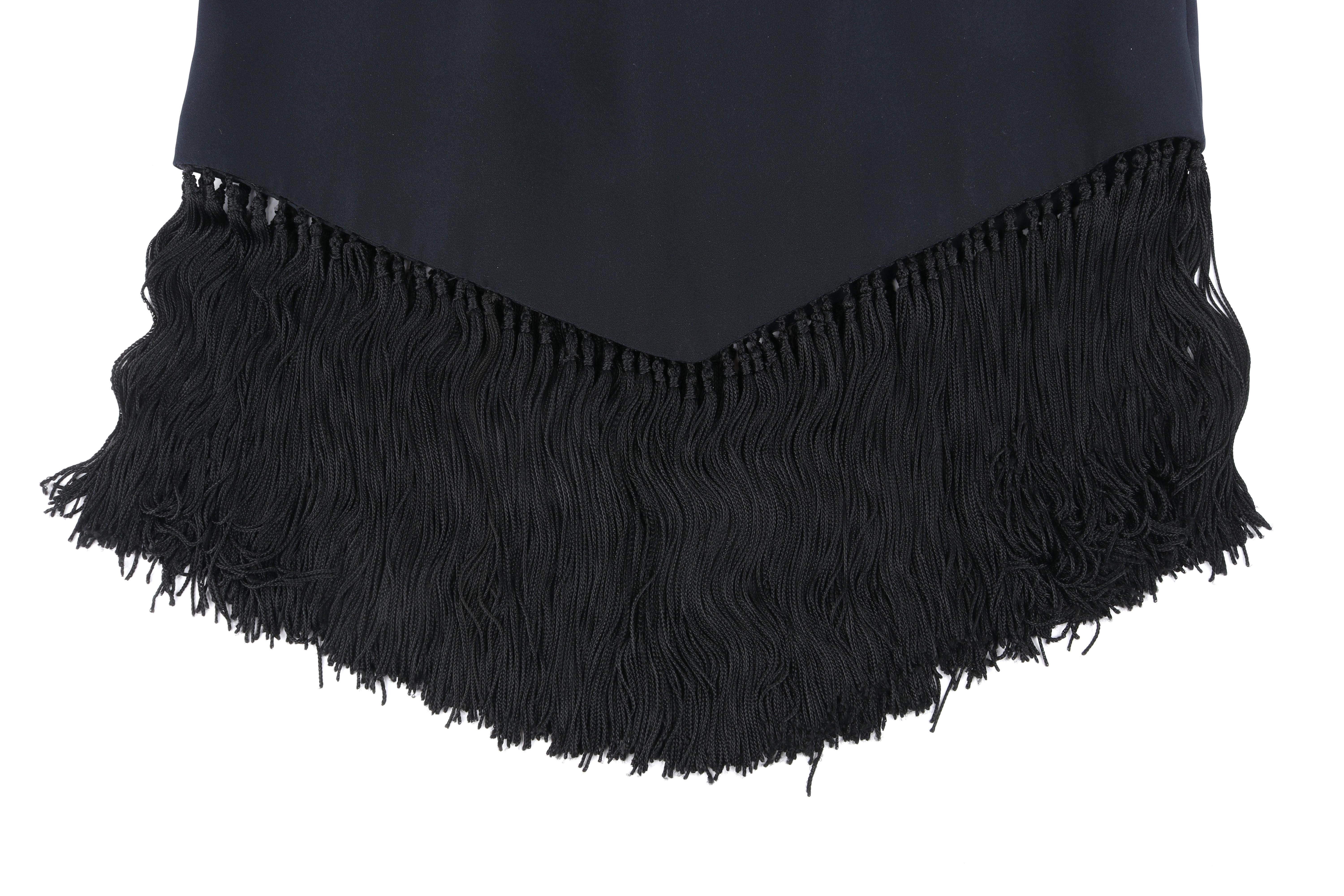 GIVENCHY COUTURE ALEXANDER McQUEEN S/S 1998 Black Sleeveless Tassel Mini Dress For Sale 3