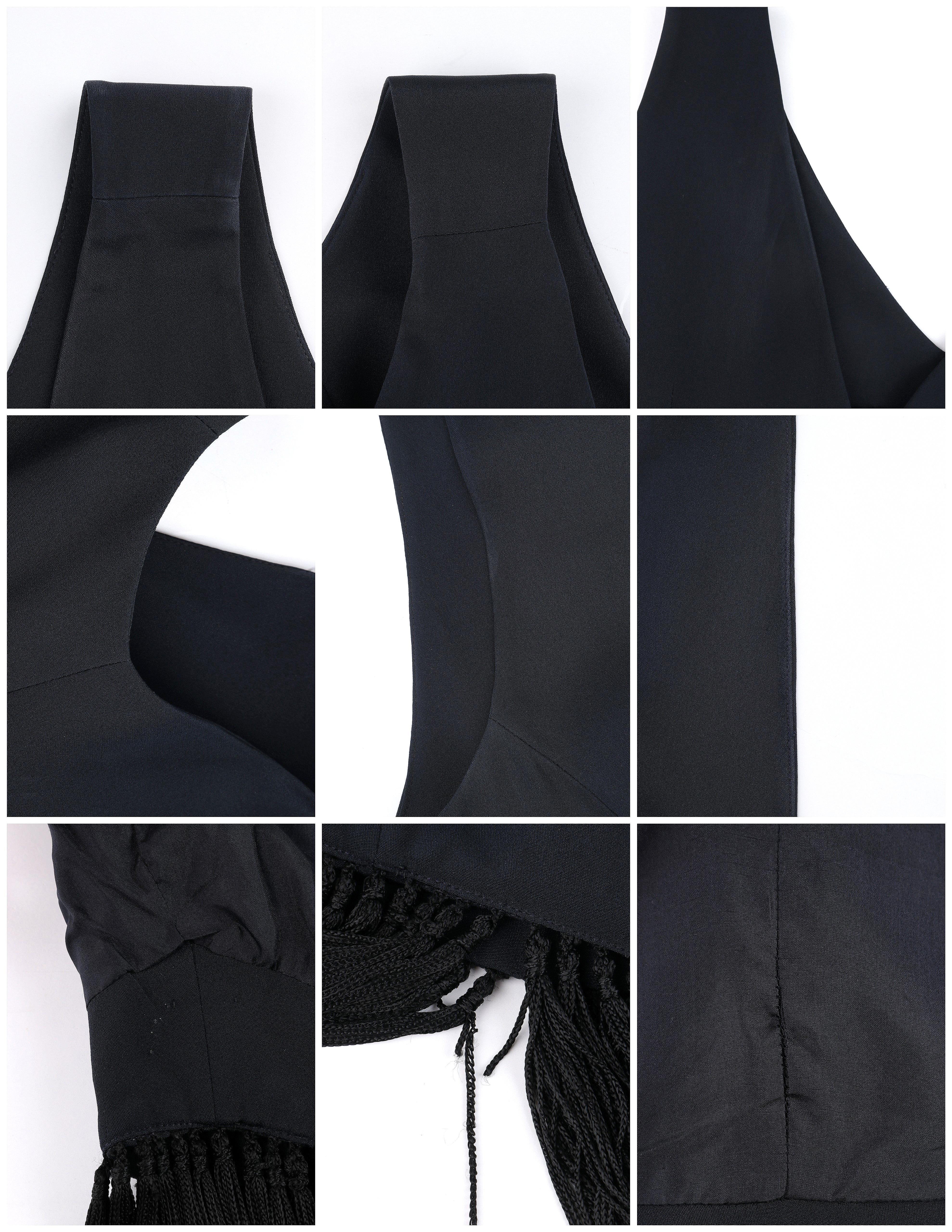 GIVENCHY COUTURE ALEXANDER McQUEEN S/S 1998 Black Sleeveless Tassel Mini Dress For Sale 5