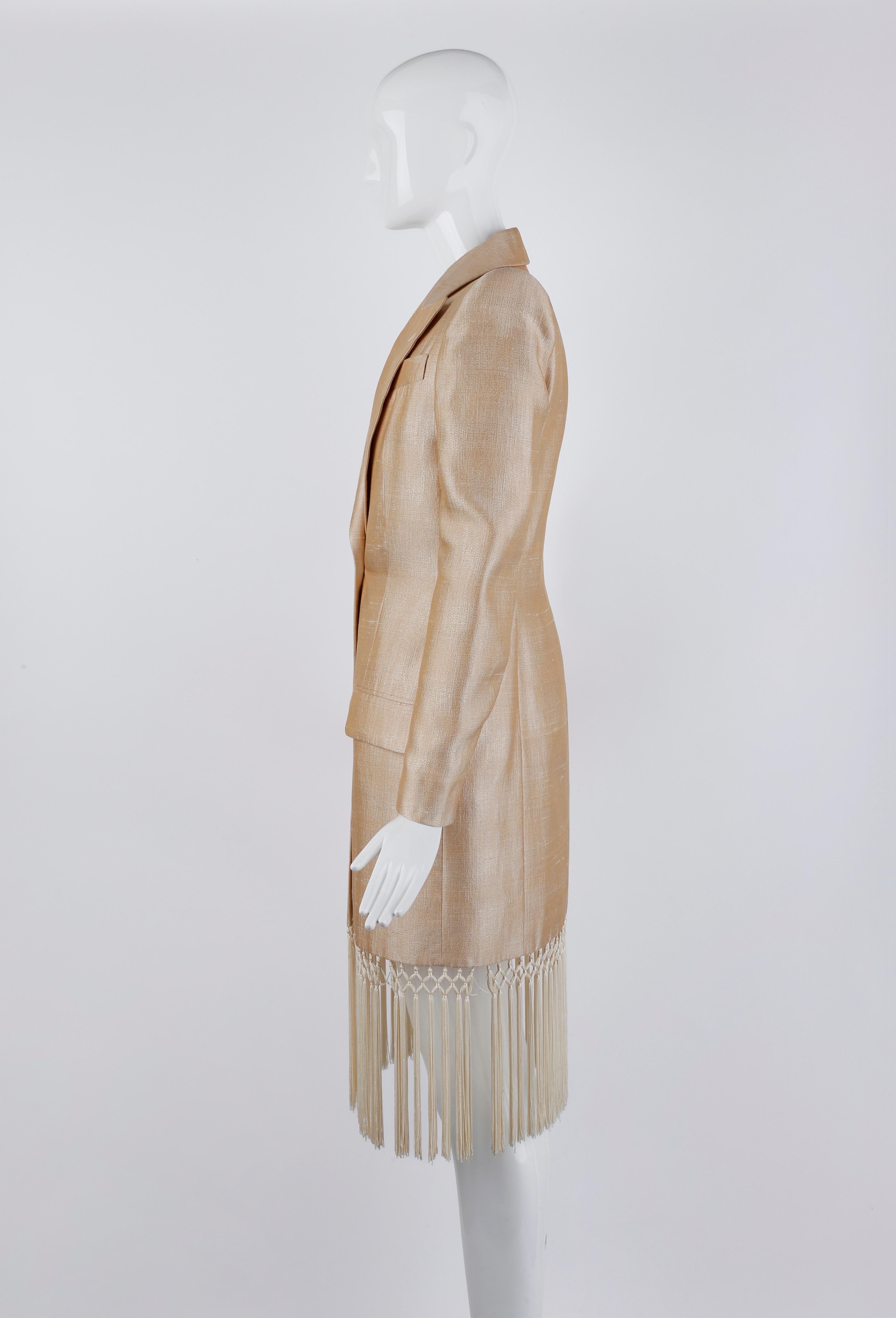 Givenchy Couture Alexander McQueen S/S 1998 Champagne Silk Tassel Dress Coat For Sale 3