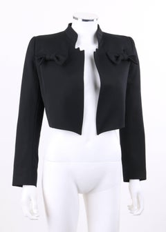 GIVENCHY Couture A/W 1996 JOHN GALLIANO Black Wool Bow Detail Cropped Jacket