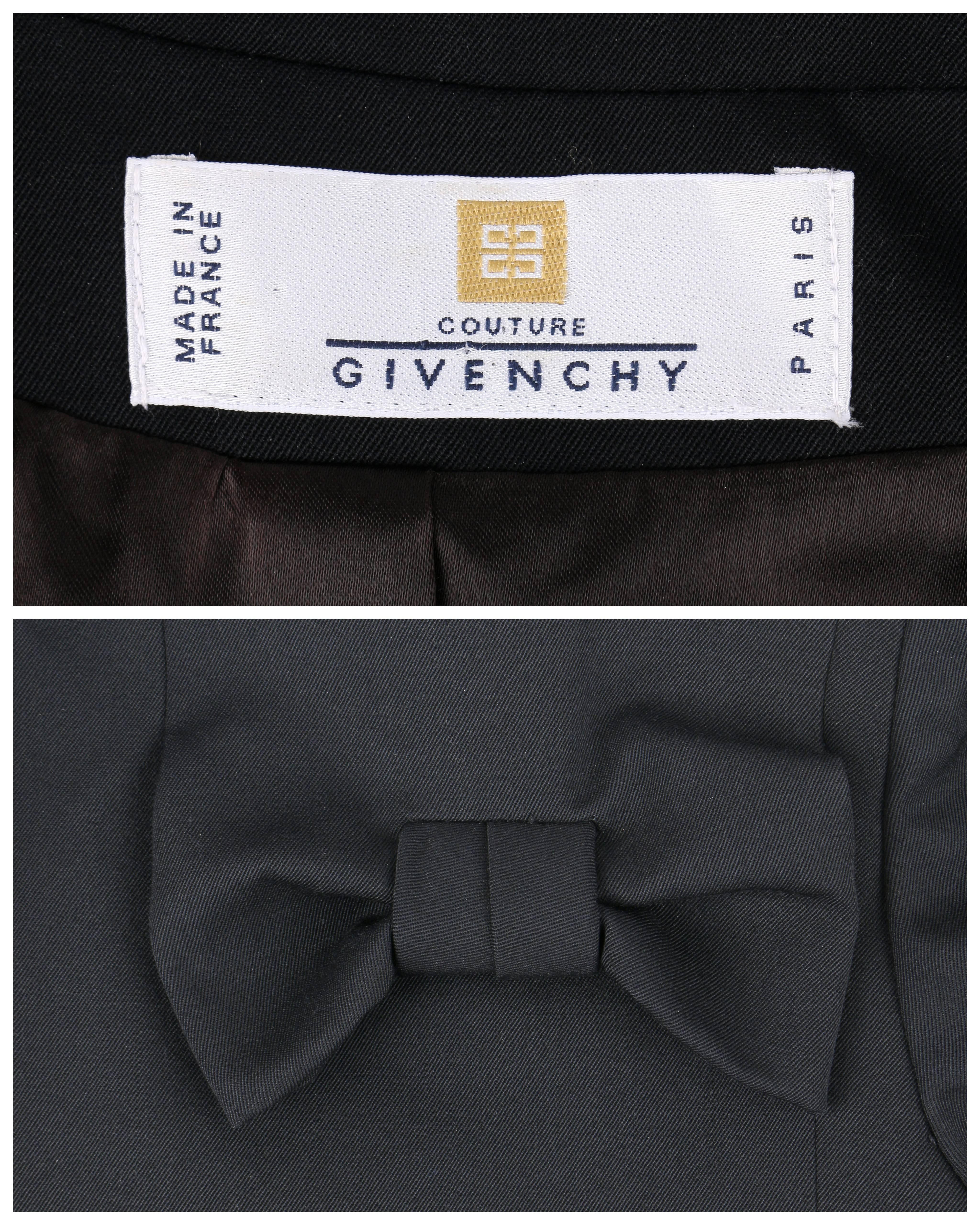 GIVENCHY Couture A/W 1996 JOHN GALLIANO Black Wool Bow Detail Cropped Jacket In Excellent Condition In Thiensville, WI