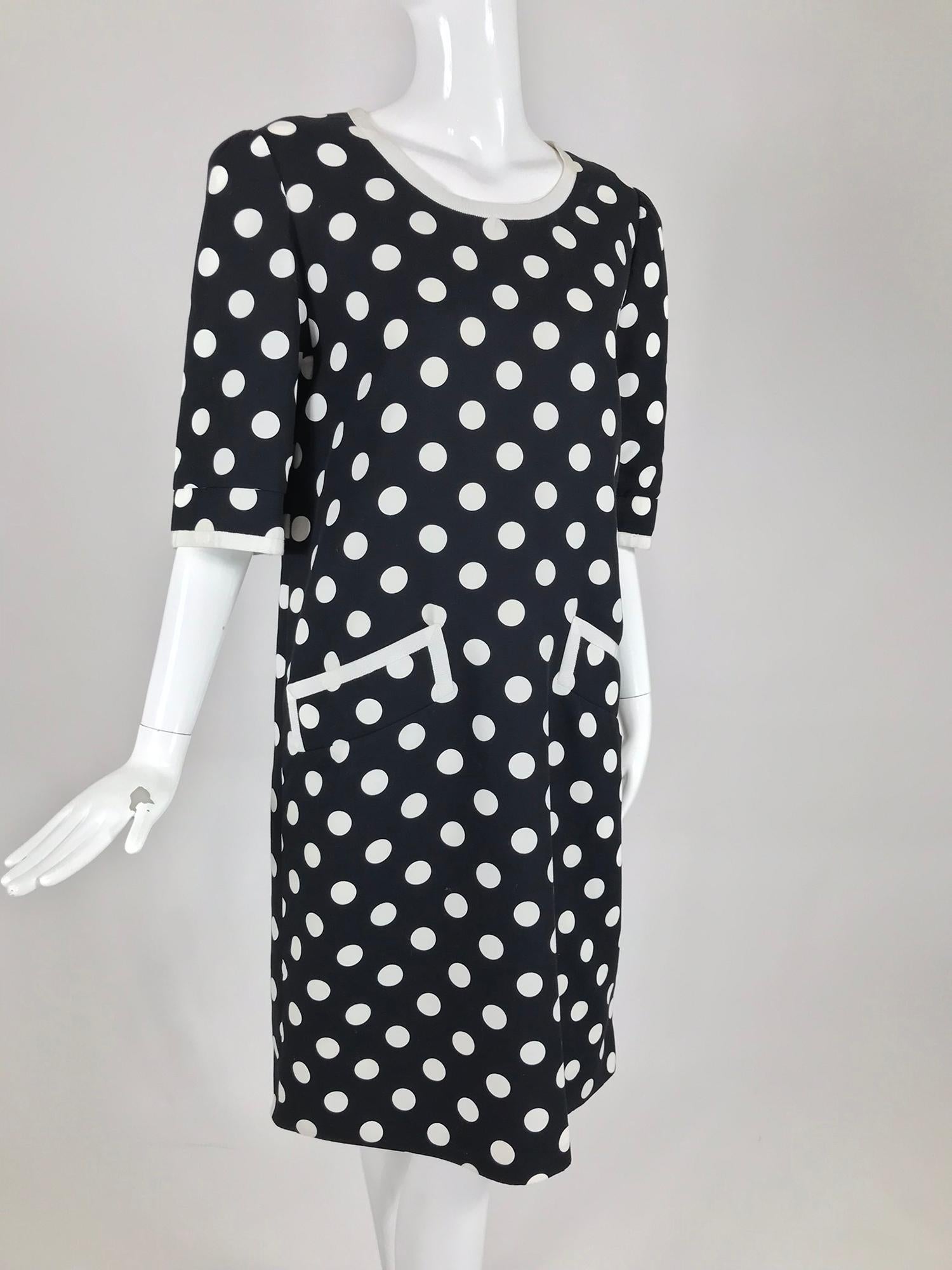Givenchy Couture black and white cotton polka dot day dress from the late 1980s-early 1990s. I love polka dots, they just make me feel happy, this dress is so classic I don't think it will ever go out of style. Add a wide belt in a bright colour