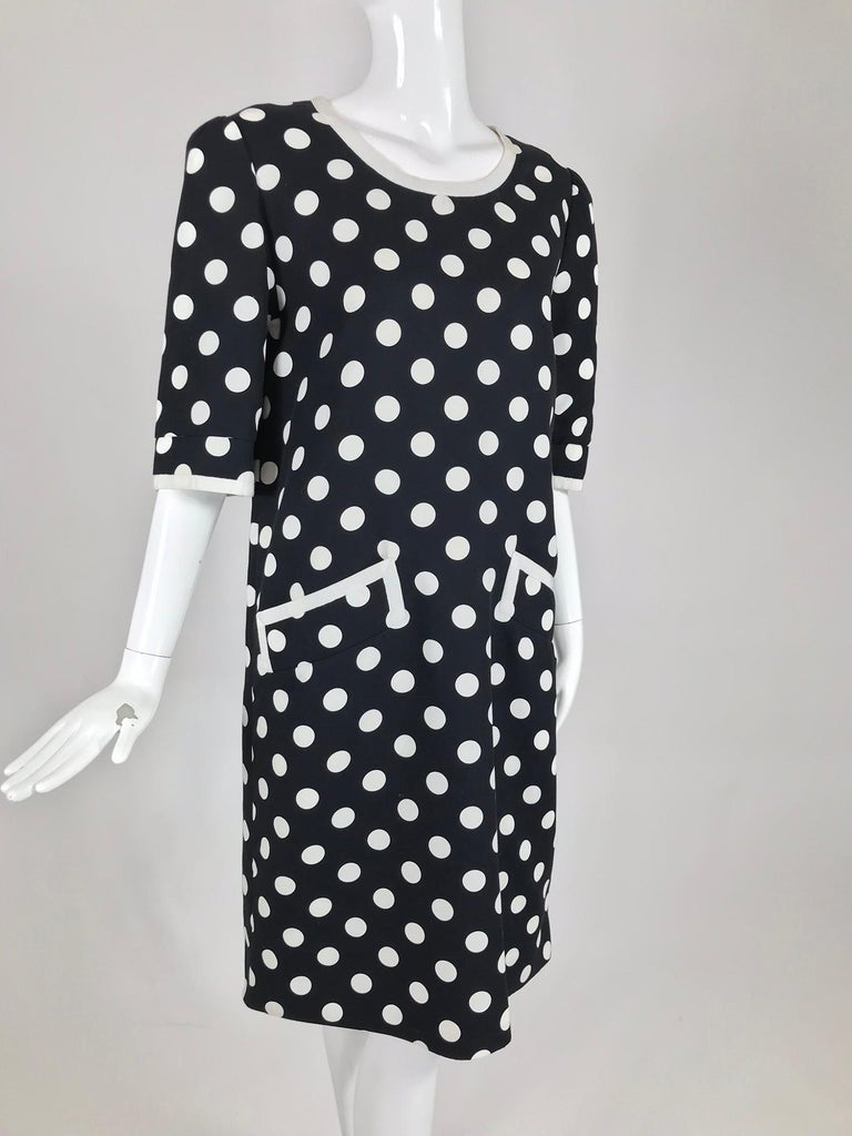 Givenchy Couture Black and White Cotton Polka Dot Day Dress 1980s For ...
