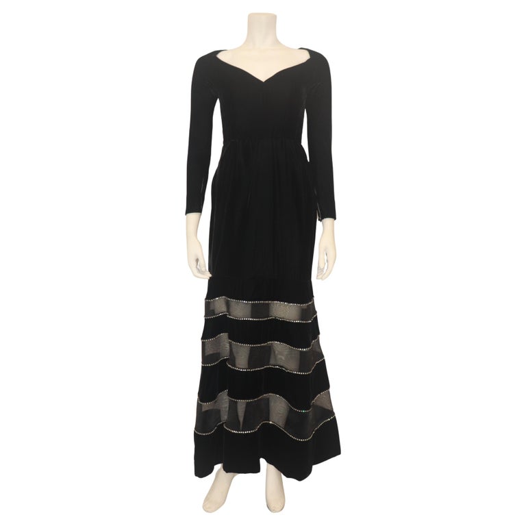 GIVENCHY COUTURE Abito in velluto nero con dettaglio gonna a righe