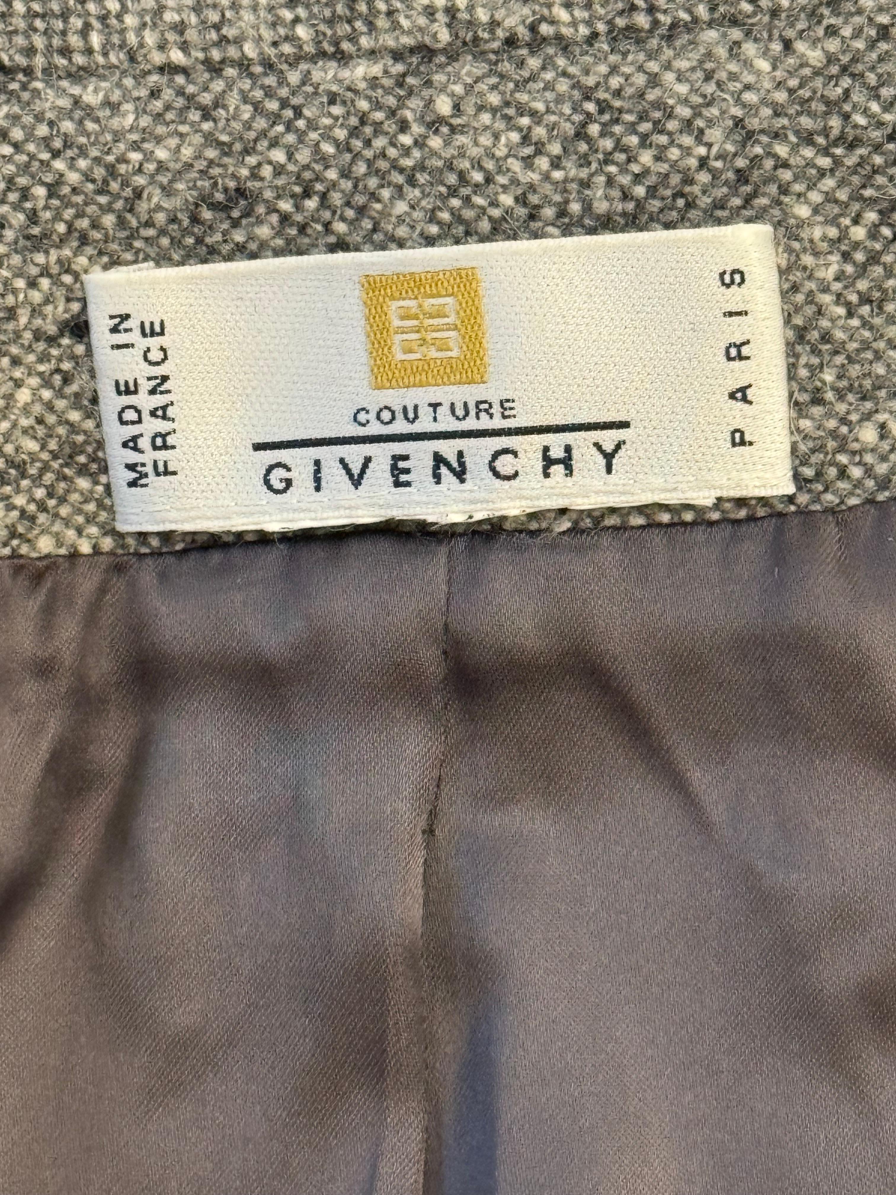 Alexander McQueen für Givenchy Couture Herbst Winter 1998 graue Jacke aus Wolle und Angora, ohne Größenetikett. Oberweite: 46 Zoll, Schultern 18,5 und Länge 27,5