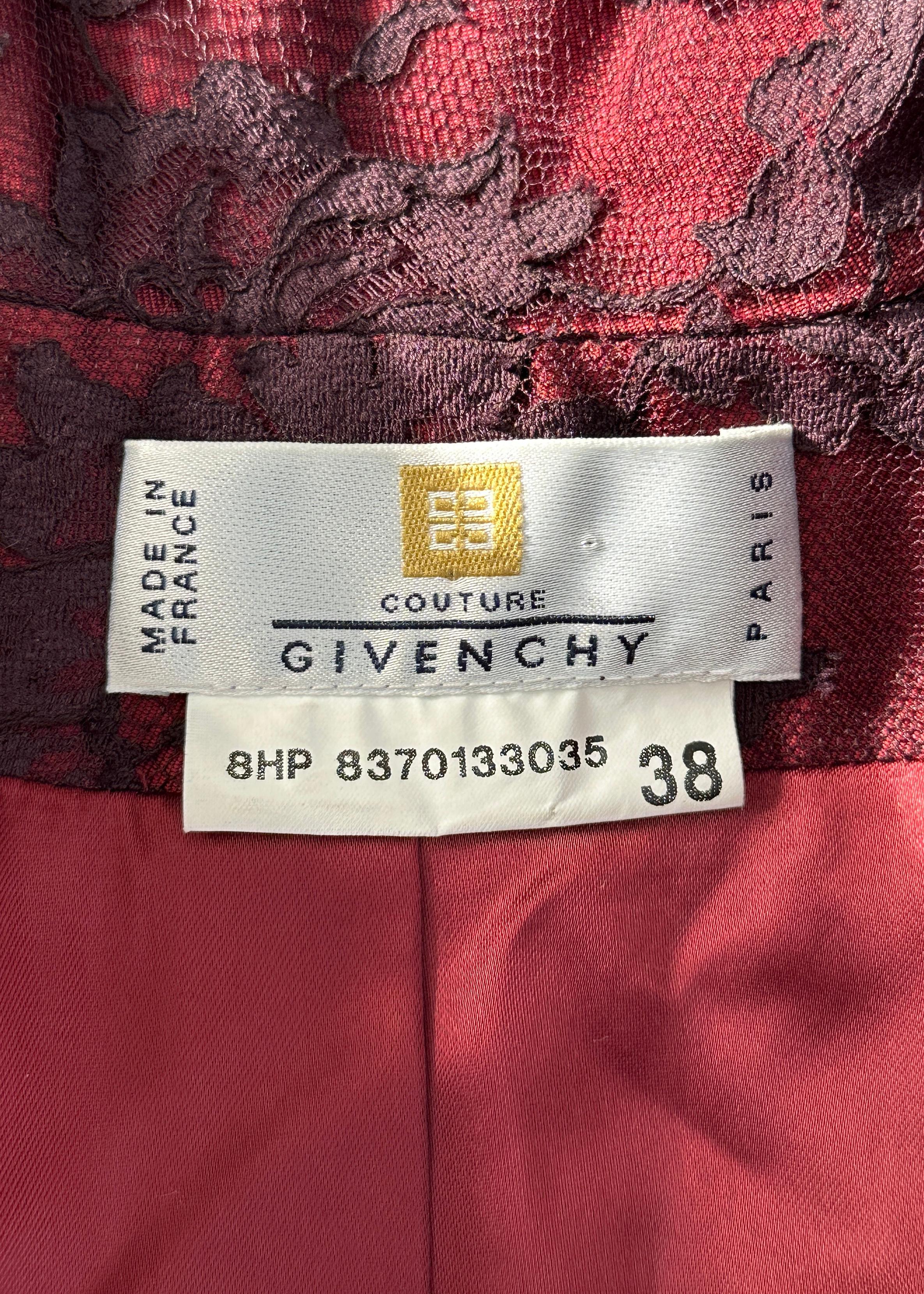 Givenchy Couture by Alexander McQueen Fall 1998 Red Silk Lace Jacket For Sale 1