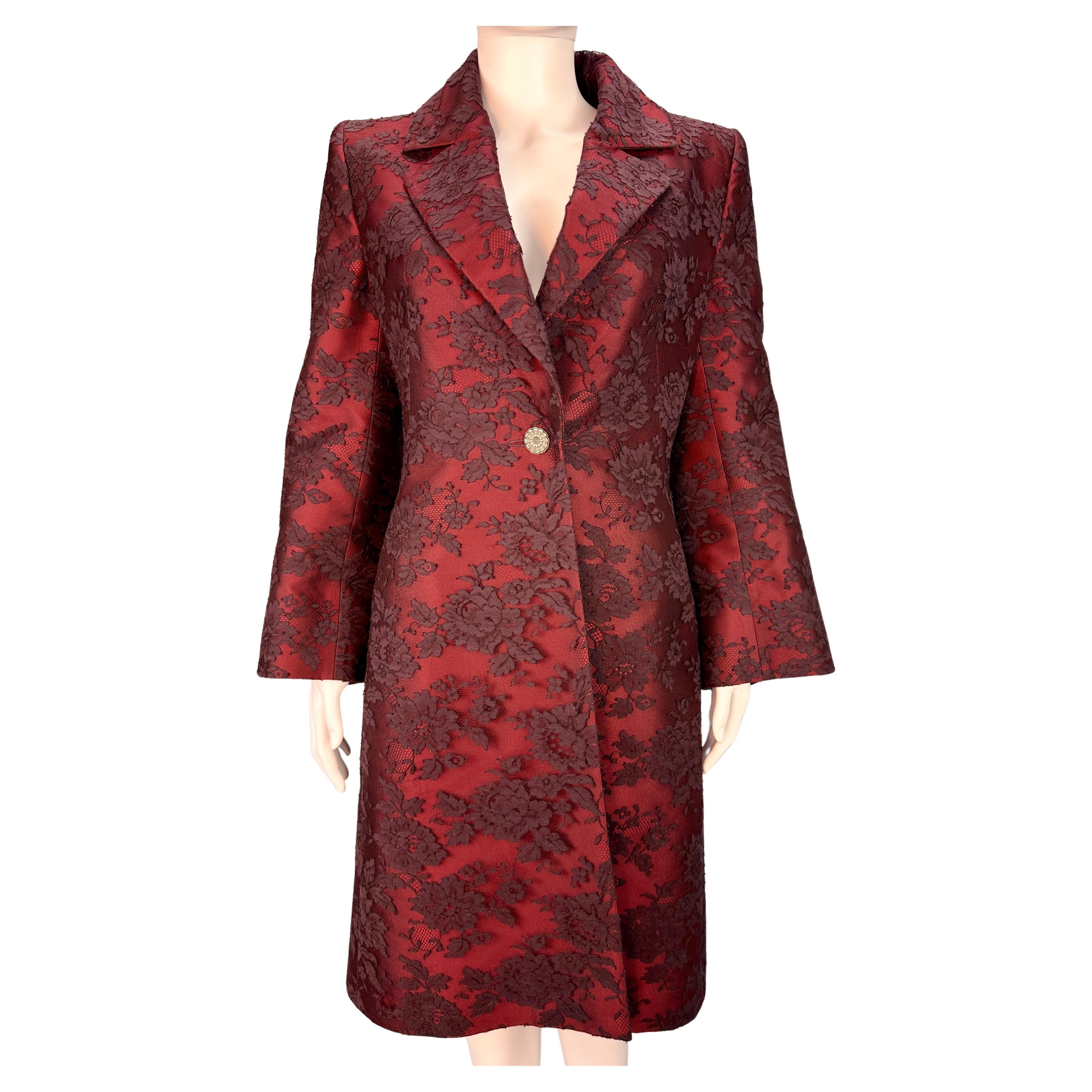 Givenchy Couture by Alexander McQueen Fall 1998 Red Silk Lace Jacket For Sale
