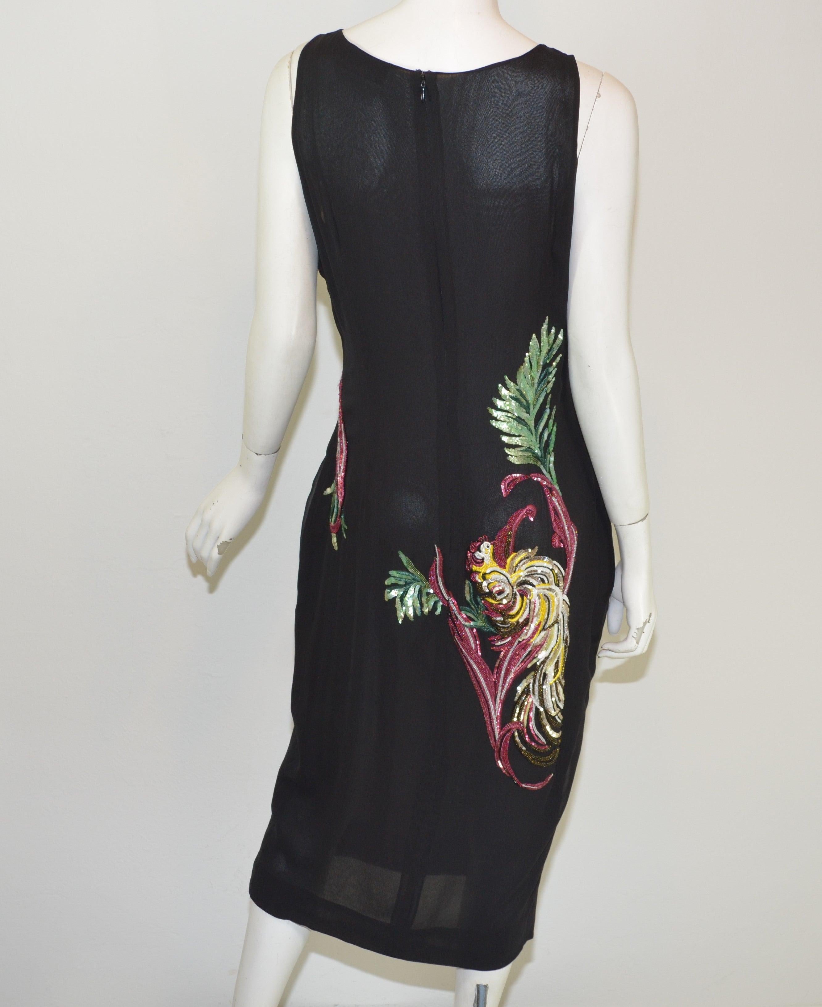 Noir Givenchy Couture par Alexander McQueen - Robe oiseau vintage brodée de sequins, 1997 en vente