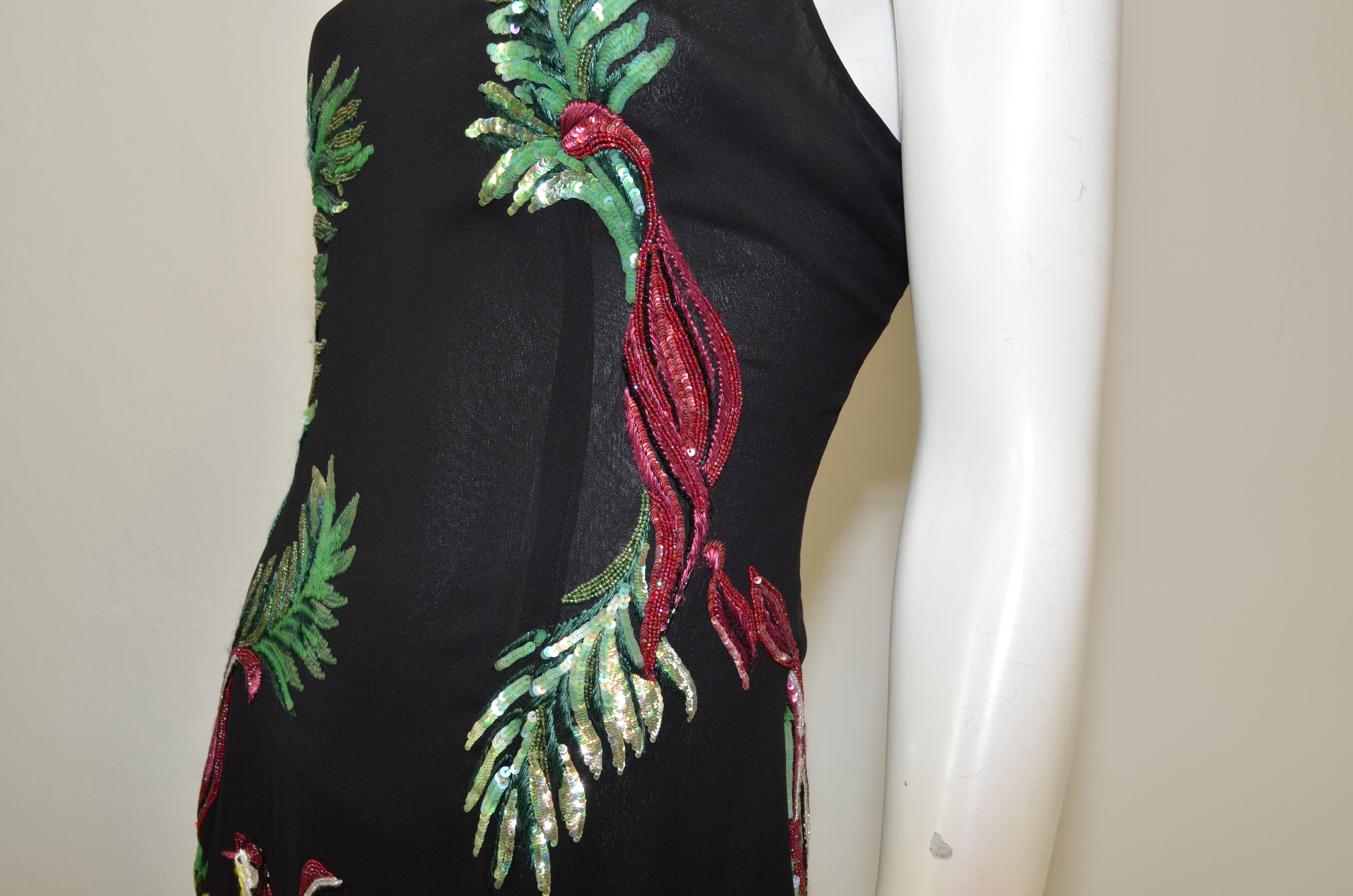 Givenchy Couture by Alexander McQueen Vintage 1997 Sequin Embroidered Bird Dress In Excellent Condition For Sale In Carmel, CA