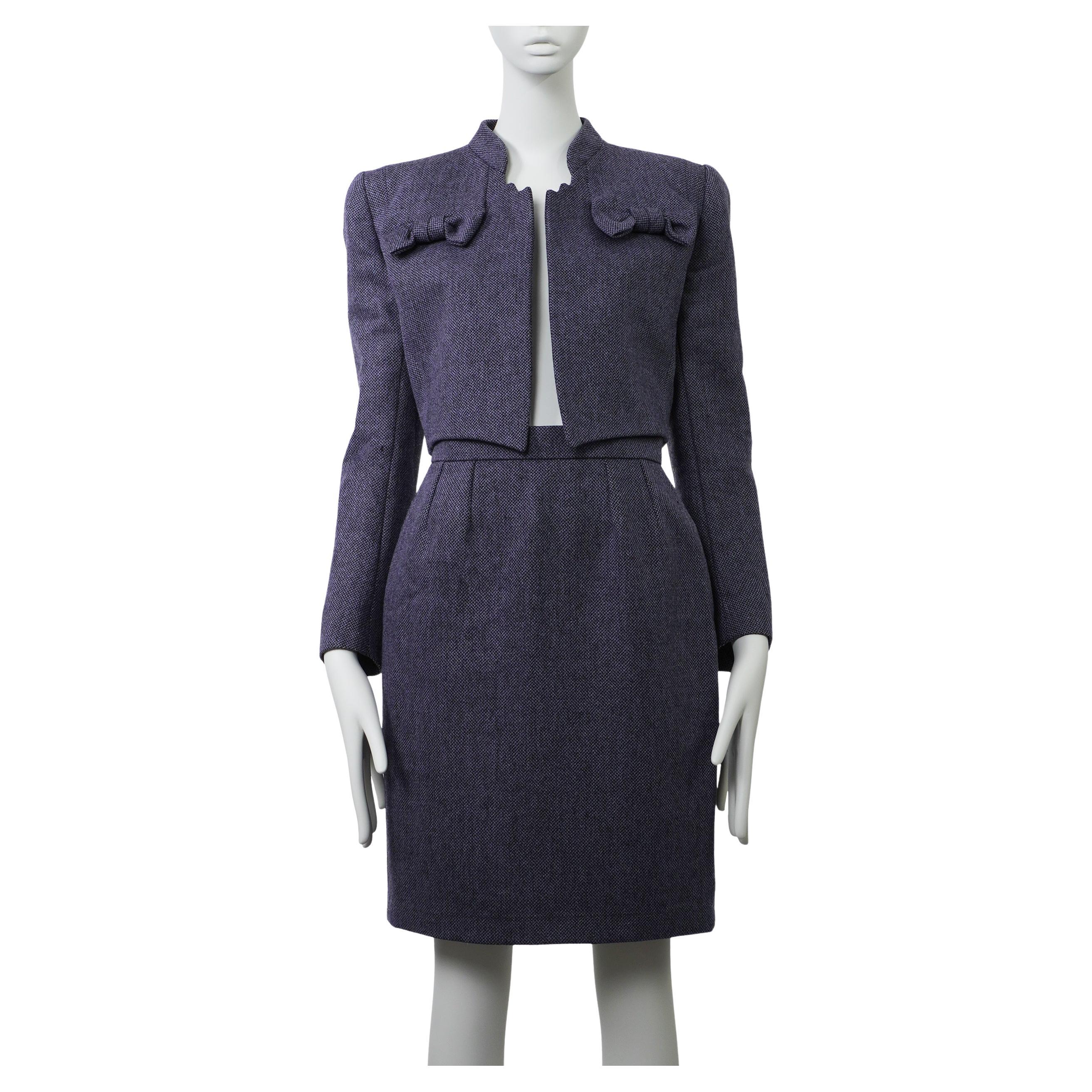 GIVENCHY COUTURE By JOHN GALLIANO F/W 1996 Rare Tweed Bow Suit FR38