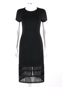 GIVENCHY COUTURE c.1990's ALEXANDER McQUEEN Black Tiered Sheath Fringe Dress
