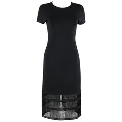 GIVENCHY COUTURE c.1990's ALEXANDER McQUEEN Black Tiered Sheath Fringe Dress