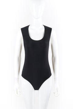 GIVENCHY COUTURE c.1998 ALEXANDER McQUEEN Black Stretch Scoop Neck Bodysuit