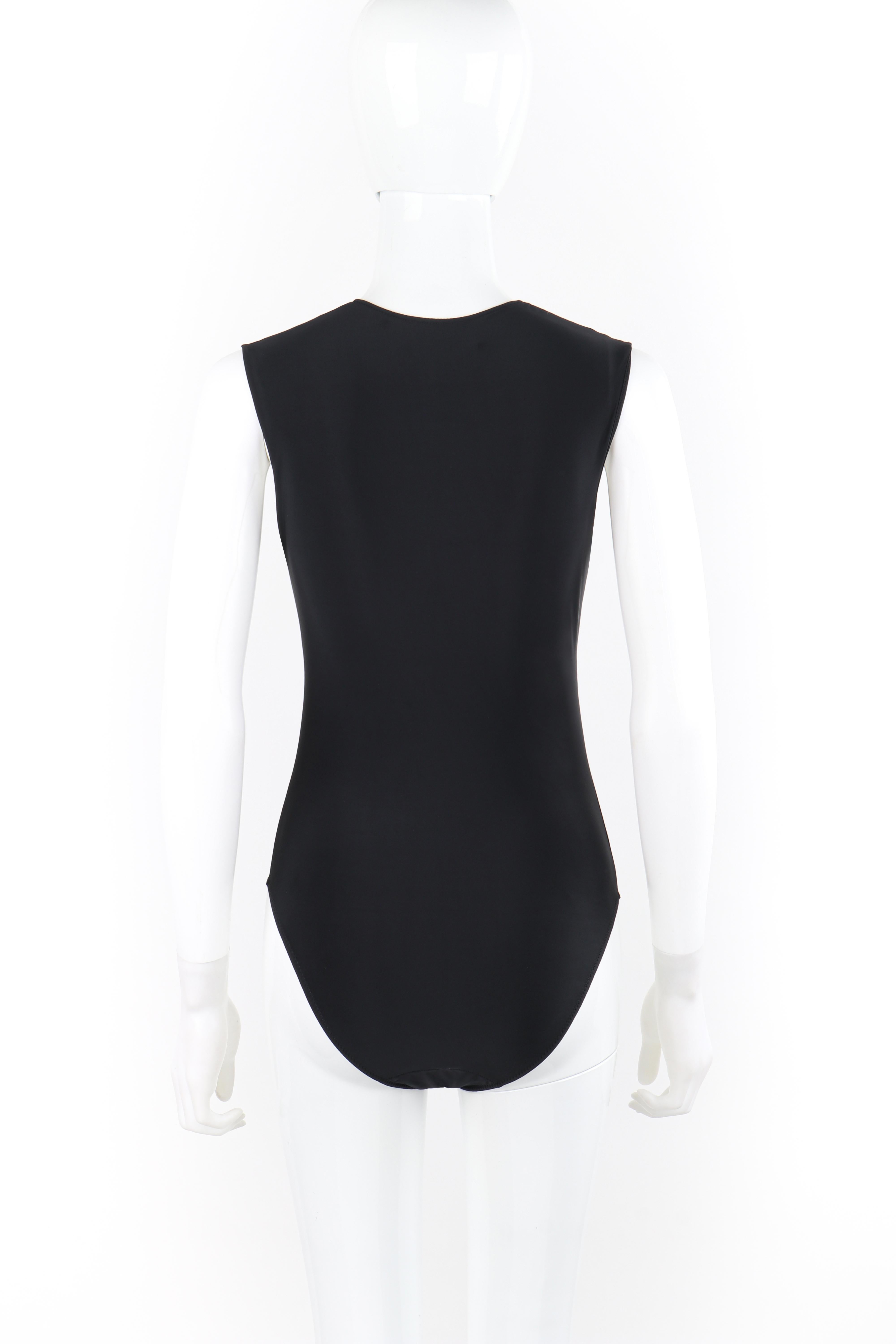 GIVENCHY COUTURE ca. 1998 ALEXANDER McQUEEN Schwarzer Bodysuit aus Stretch mit Rundhalsausschnitt im Angebot 1