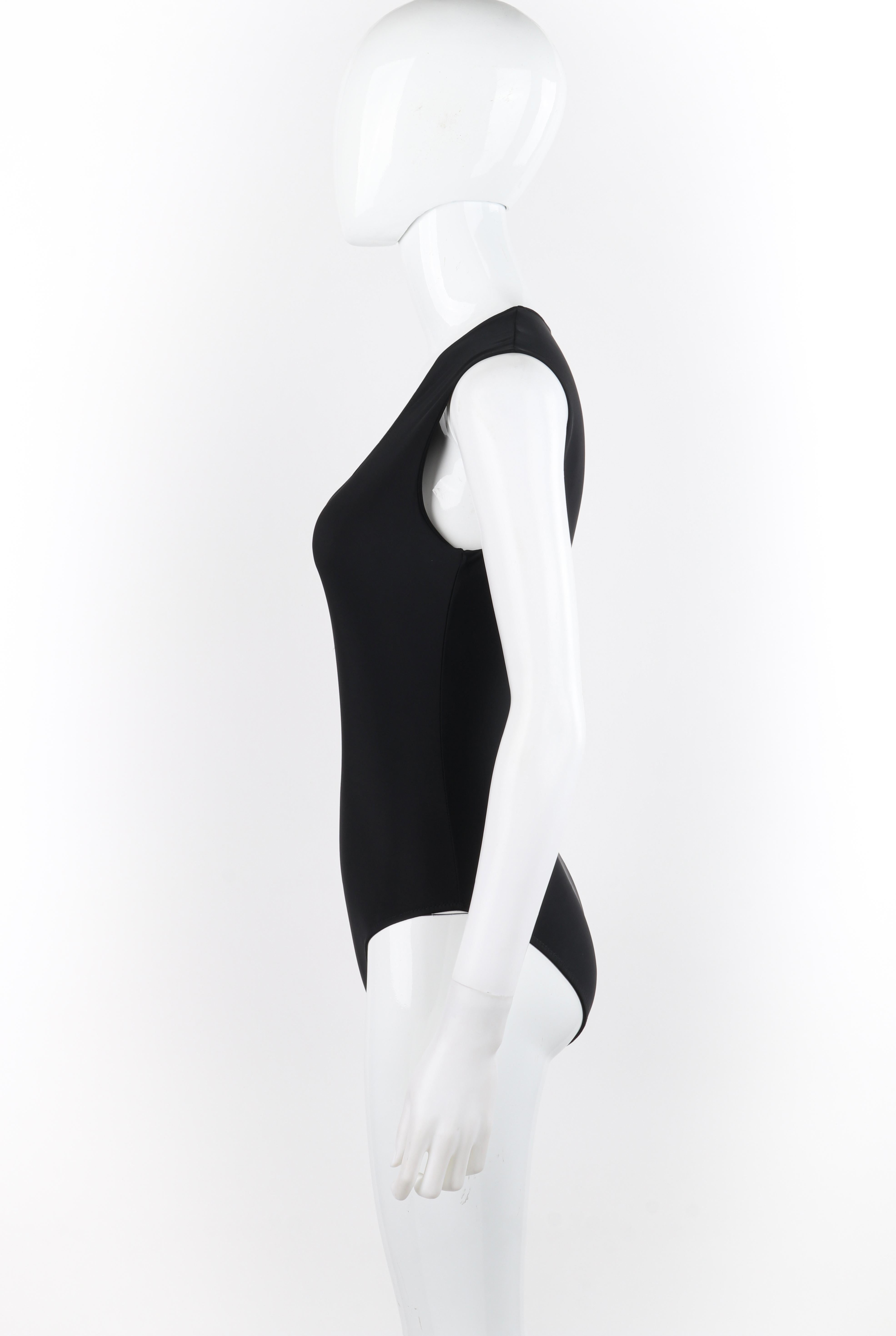 GIVENCHY COUTURE c.1998 ALEXANDER McQUEEN Black Stretch Scoop Neck Bodysuit In Good Condition For Sale In Thiensville, WI