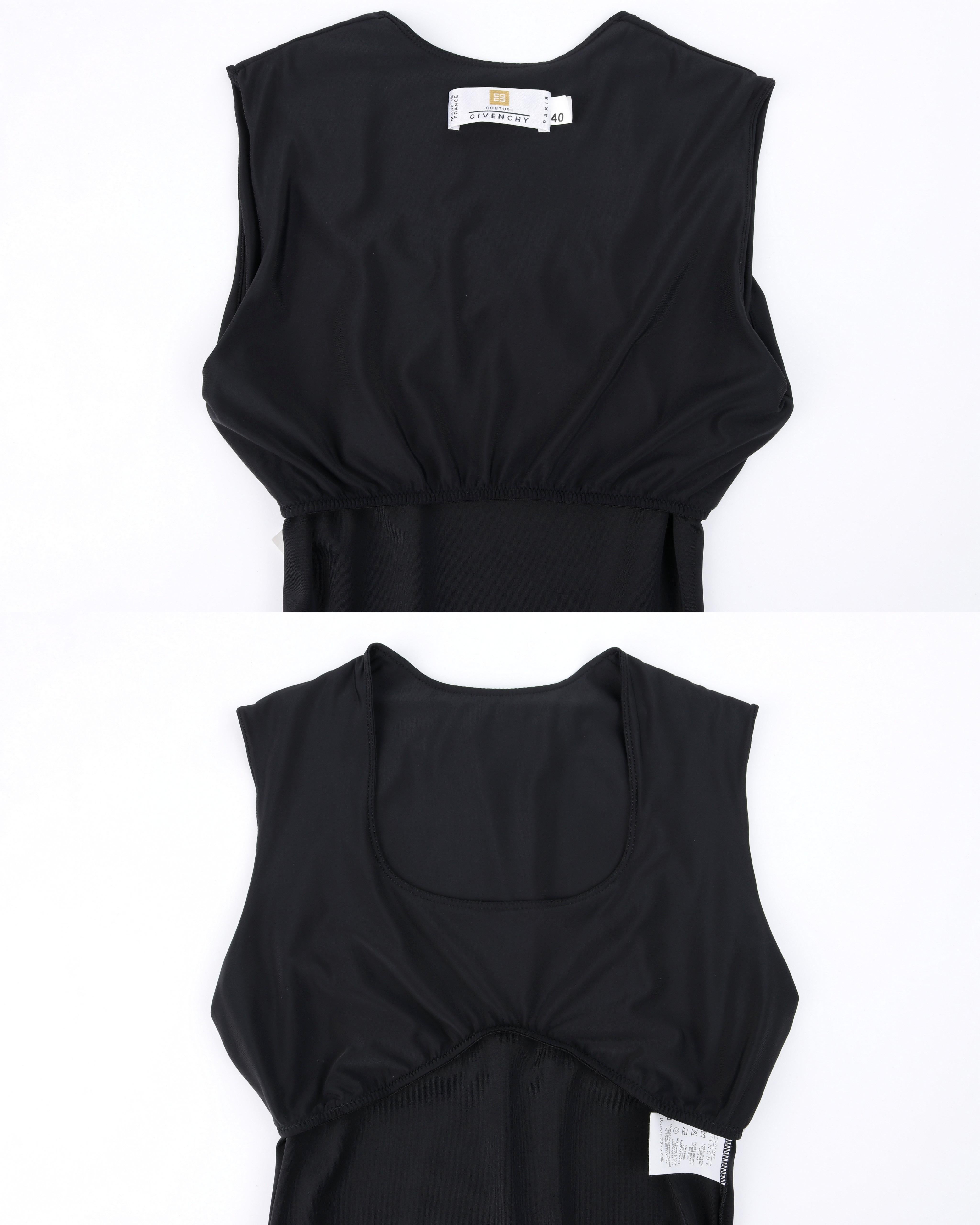 GIVENCHY COUTURE ca. 1998 ALEXANDER McQUEEN Schwarzer Bodysuit aus Stretch mit Rundhalsausschnitt im Angebot 3