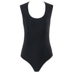 GIVENCHY COUTURE c.1998 ALEXANDER McQUEEN Black Stretch Scoop Neck Bodysuit
