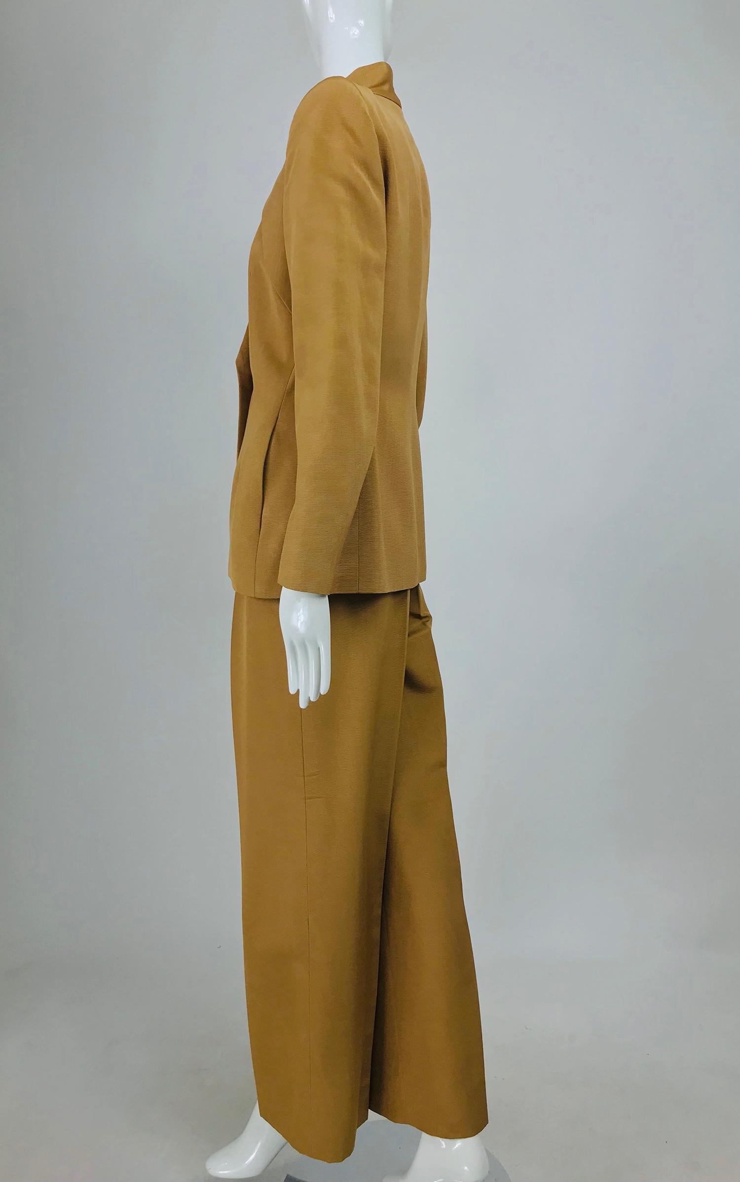 Givenchy Couture Gold Silk Ottoman Trouser Suit 1990s 5