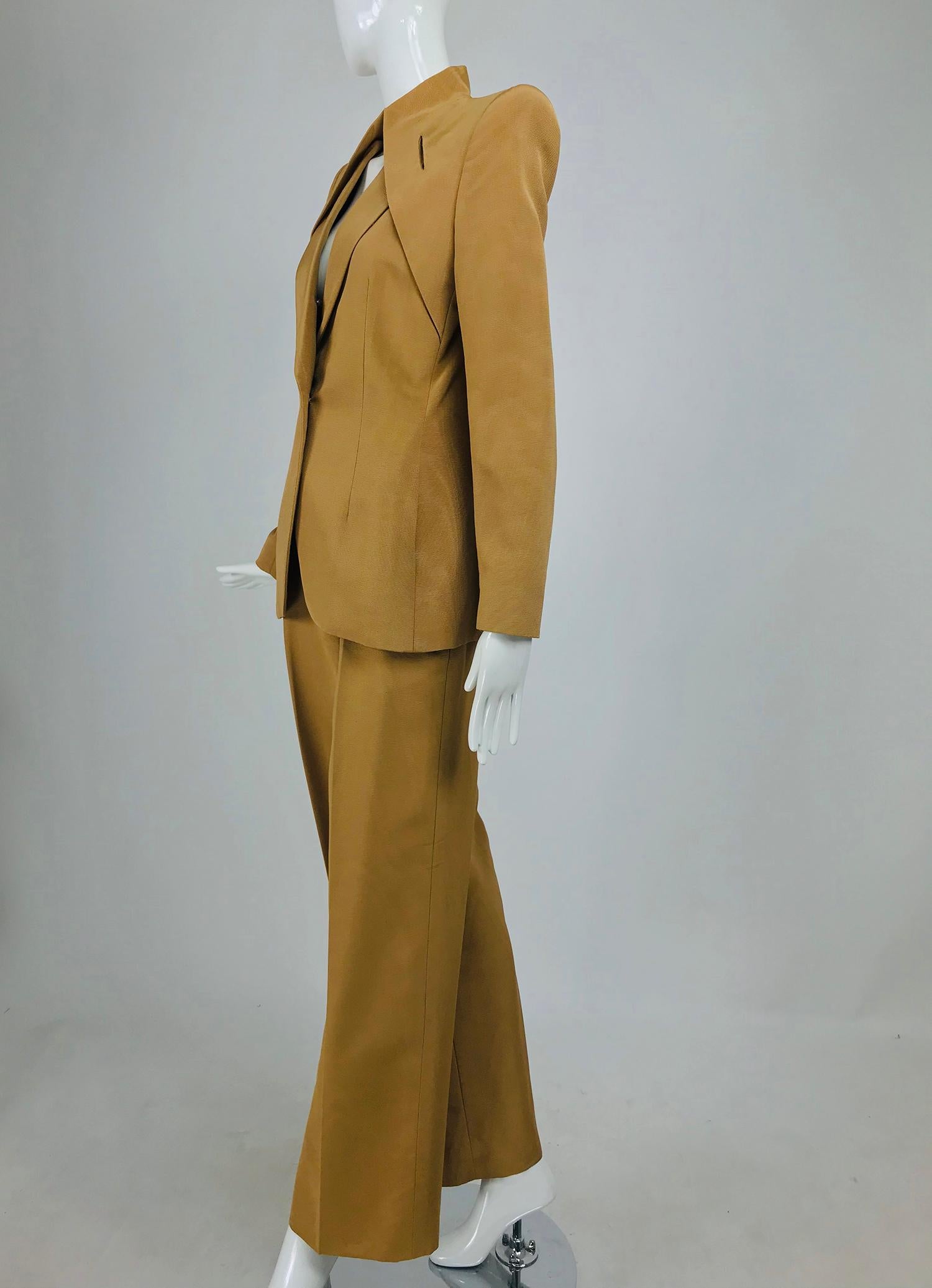 Givenchy Couture Gold Silk Ottoman Trouser Suit 1990s 6