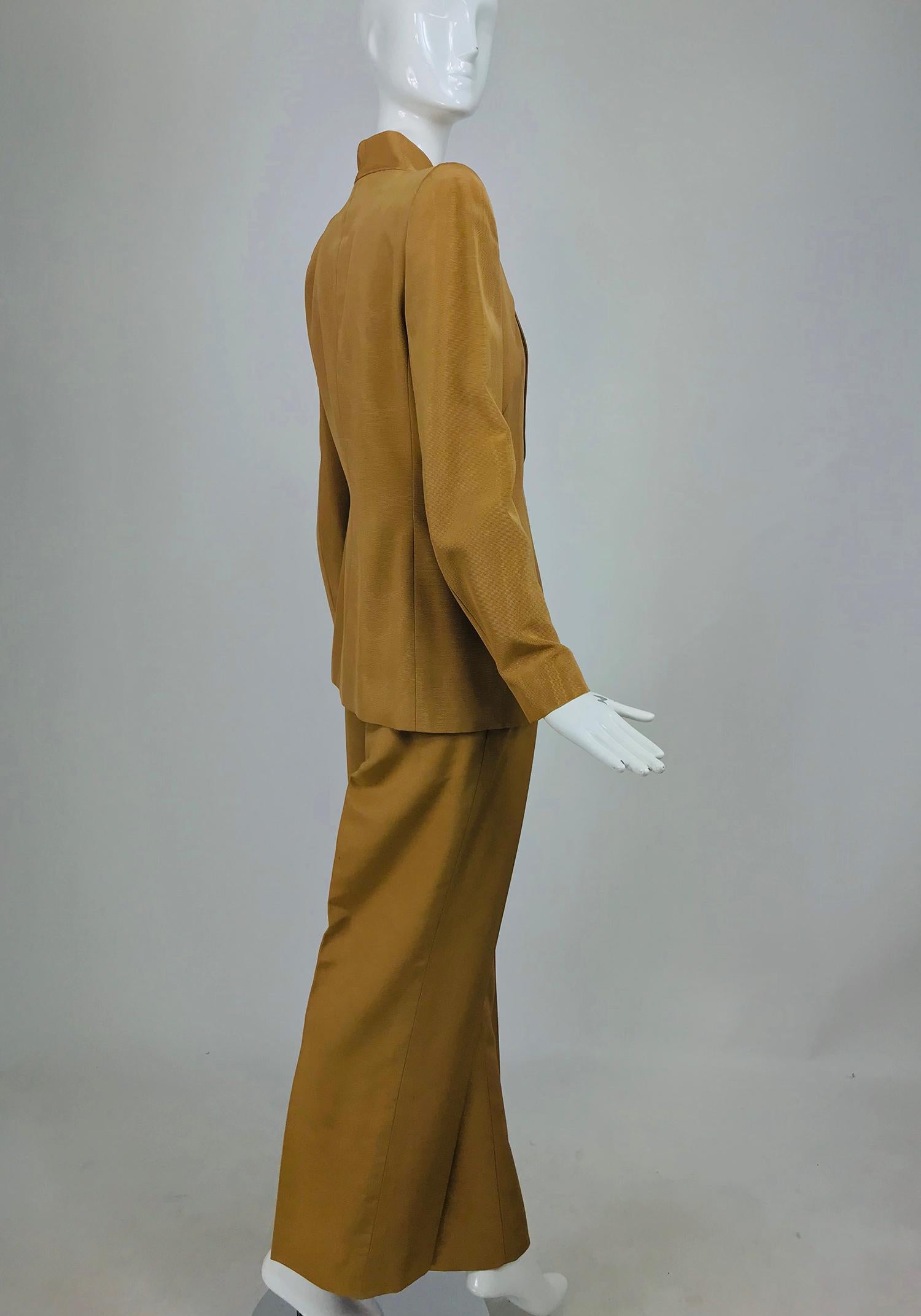 Givenchy Couture Gold Silk Ottoman Trouser Suit 1990s In Good Condition In West Palm Beach, FL