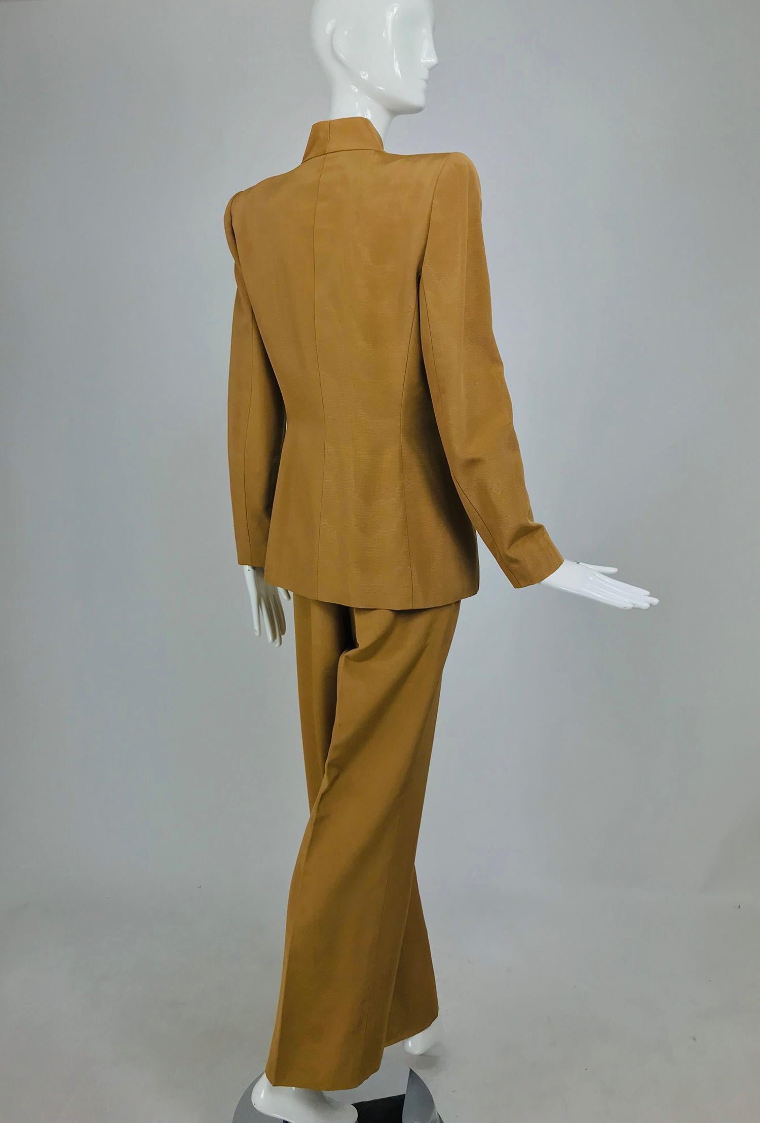 Women's Givenchy Couture Gold Silk Ottoman Trouser Suit 1990s