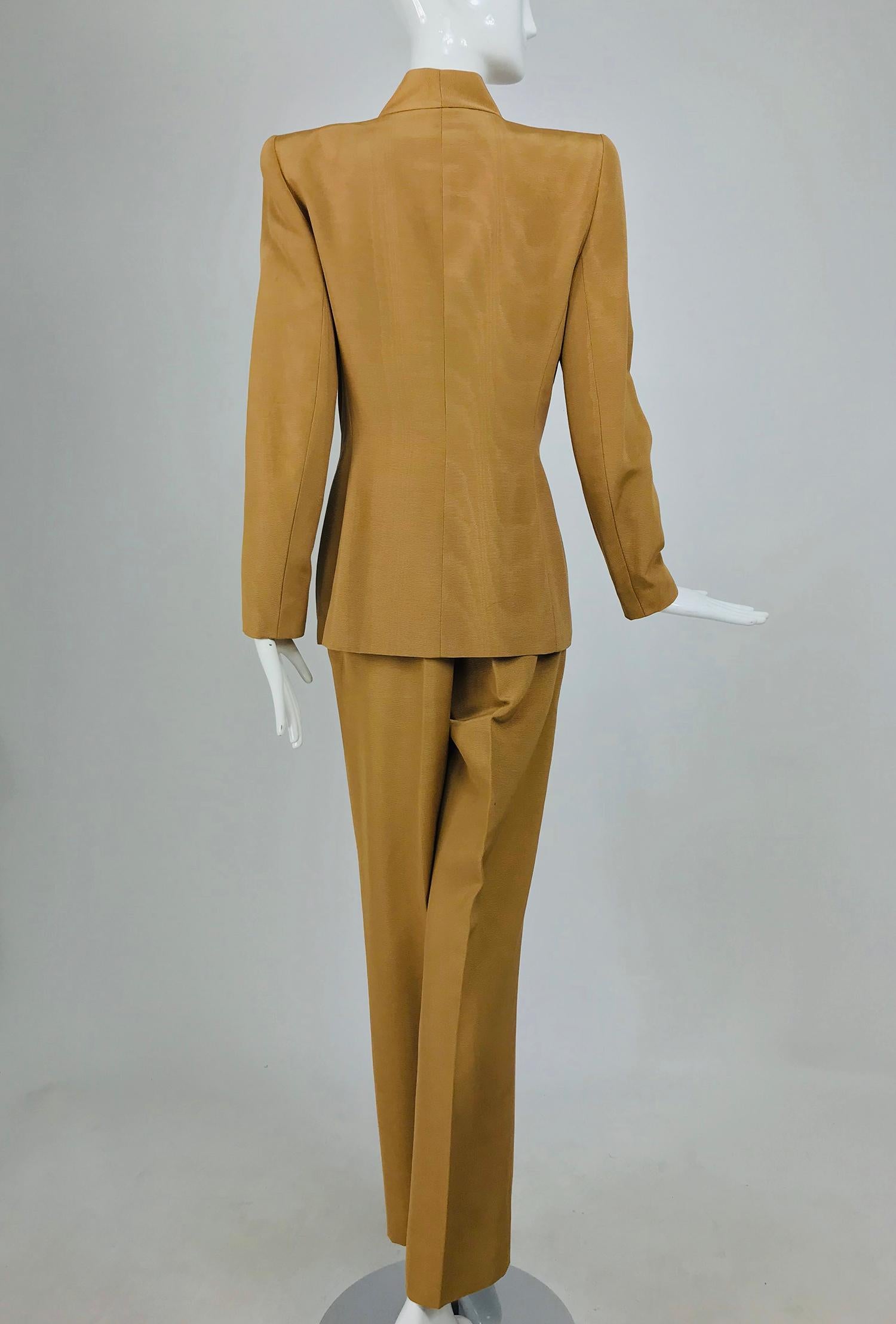Givenchy Couture Gold Silk Ottoman Trouser Suit 1990s 2