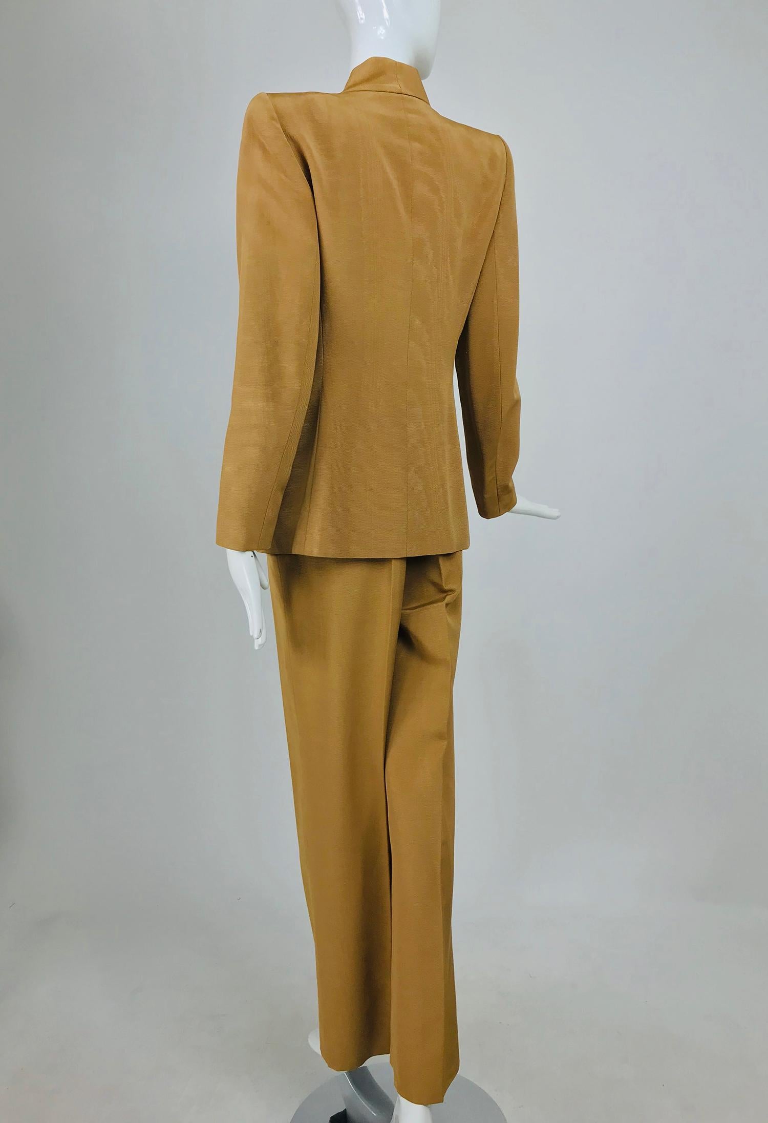 Givenchy Couture Gold Silk Ottoman Trouser Suit 1990s 3