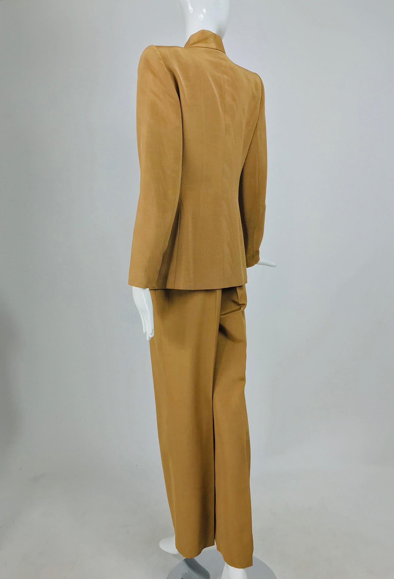Givenchy Couture Gold Silk Ottoman Trouser Suit 1990s 4