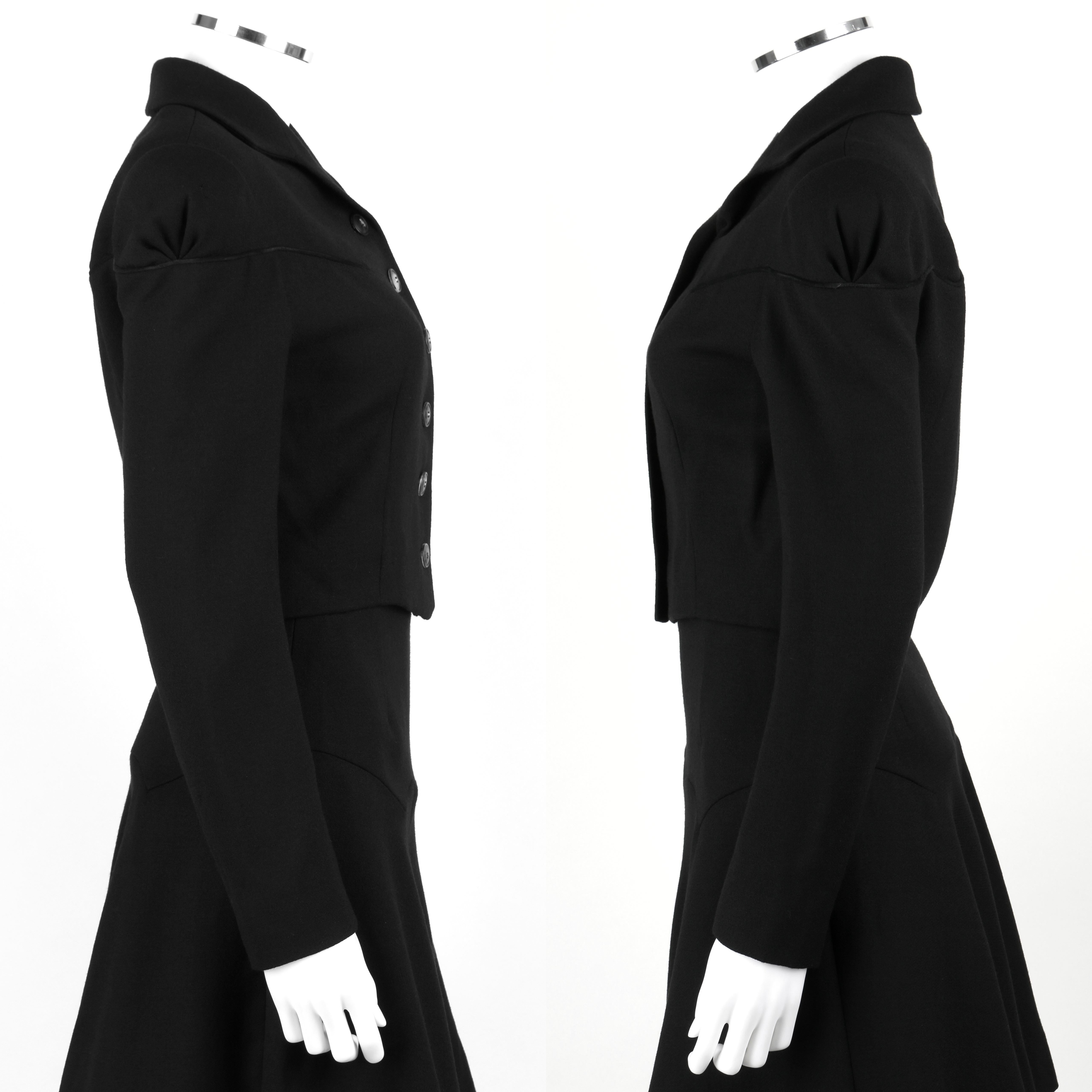 GIVENCHY Couture JOHN GALLIANO A/W 1996 2 Piece Black Wool Skirt Suit Size 36 In Good Condition In Thiensville, WI