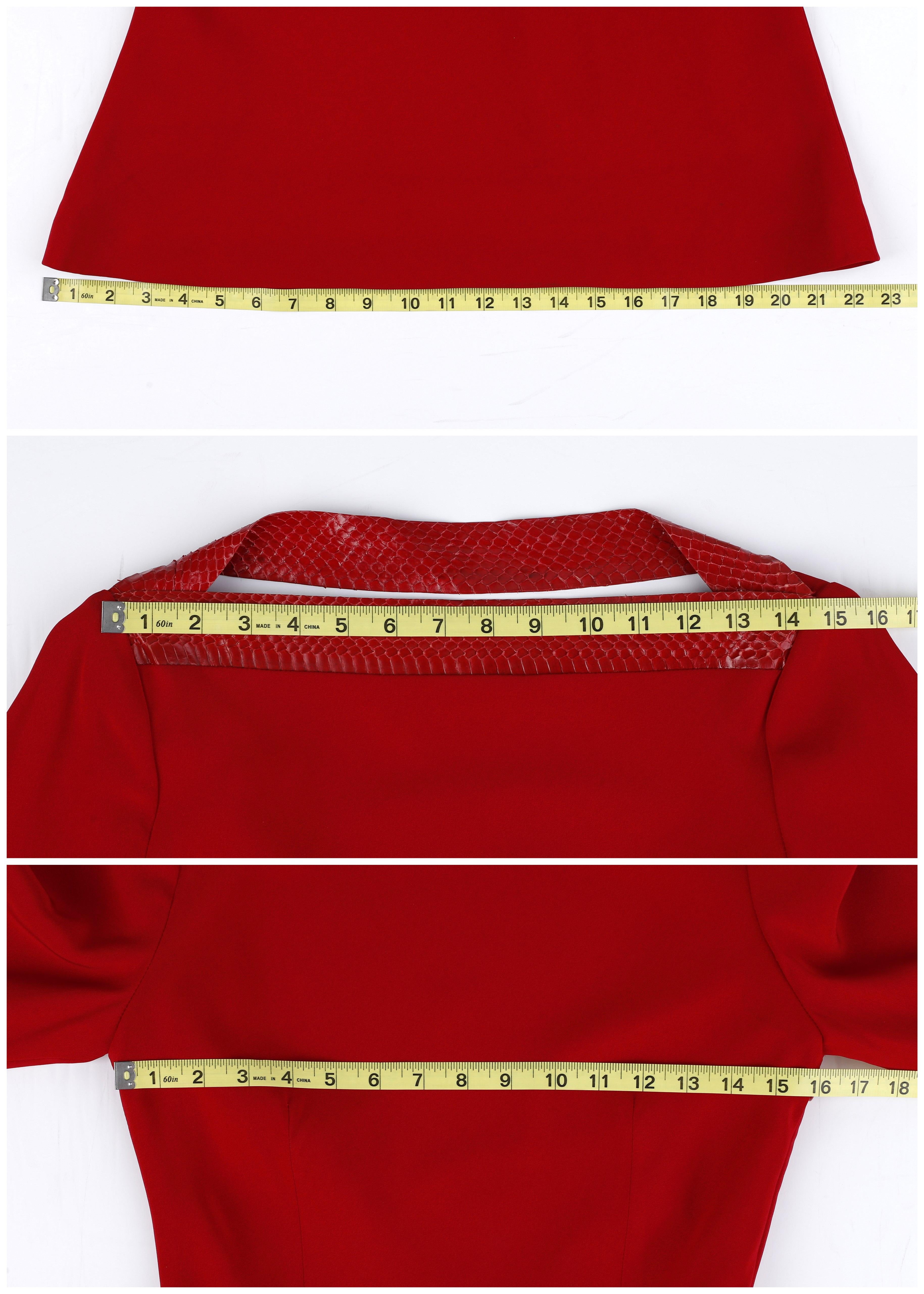 Givenchy Couture John Galliano F/W 1996 Vestido rojo con espalda al aire y ribetes de piel de serpiente en venta 11